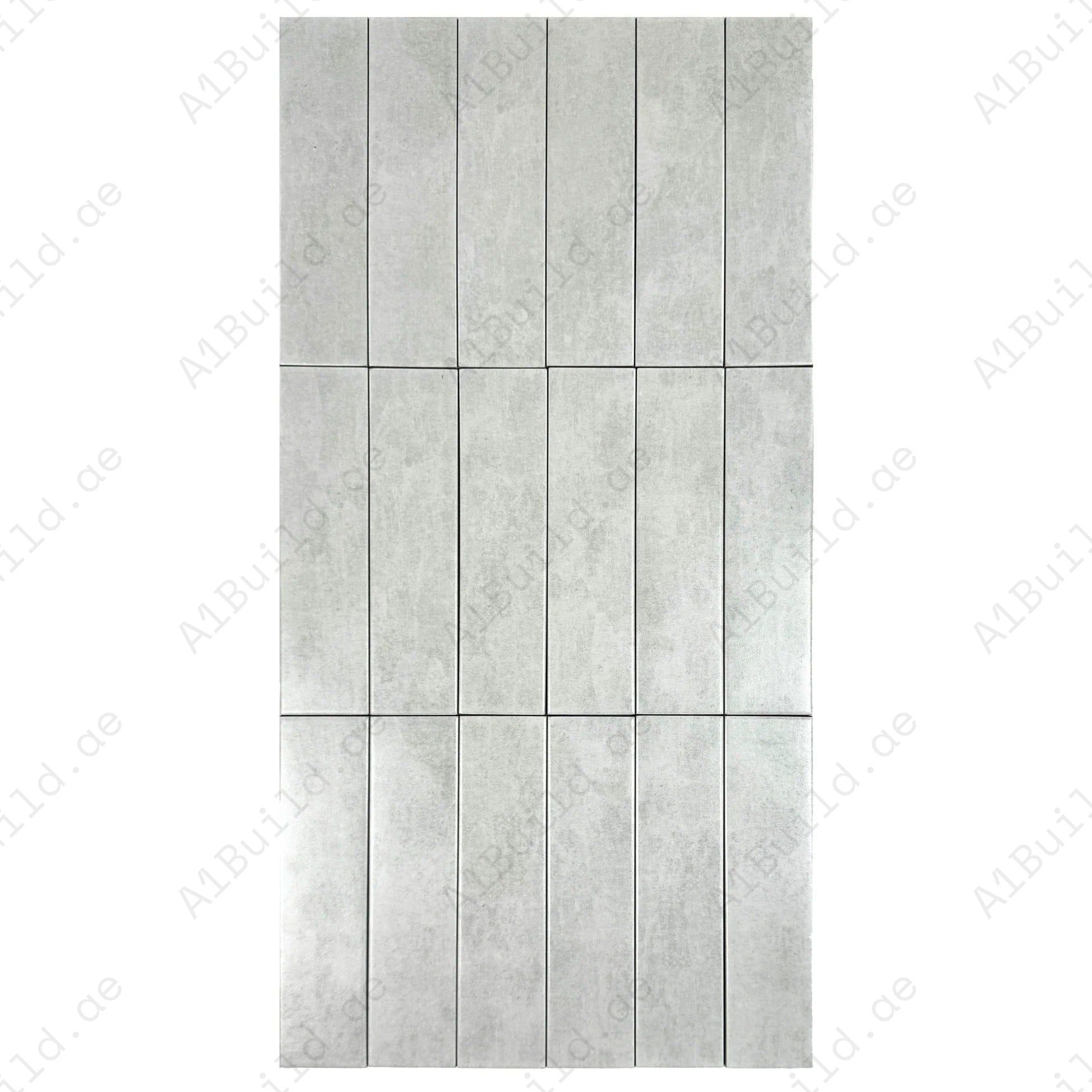 Pearl Rivar Grey semimatte porcelain artisanal tiles with soft grey tones. Perfect for walls, kitchens, and bathrooms, adding lasting modern elegance.
