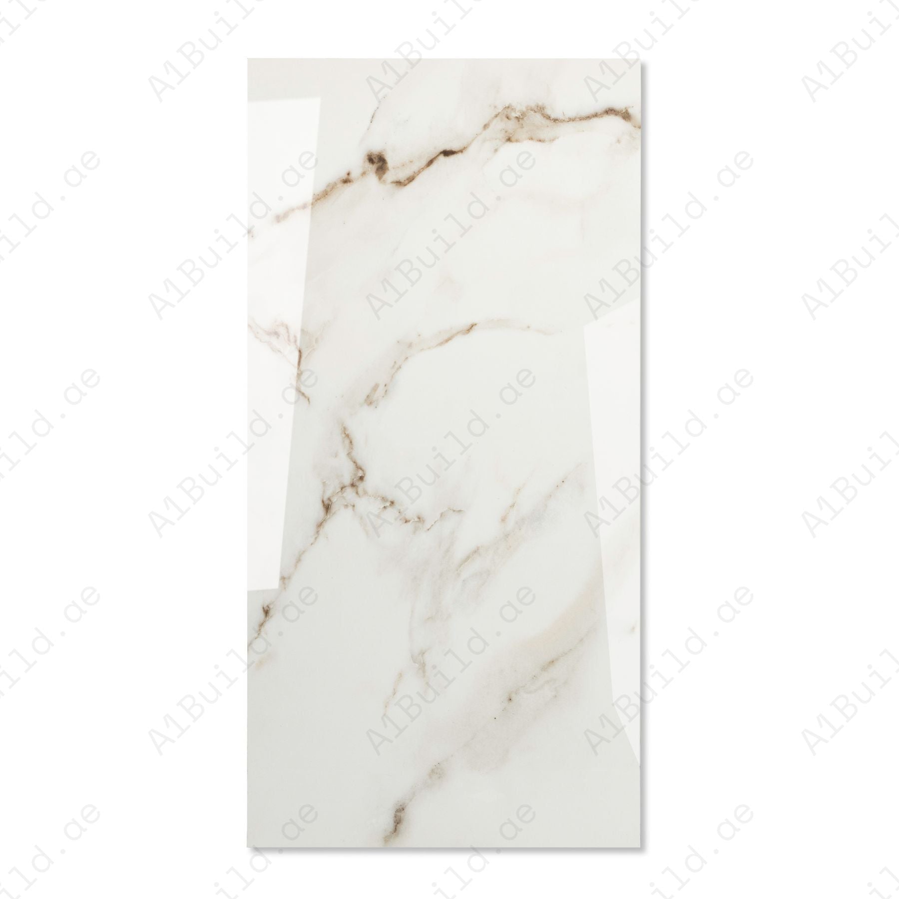 Pearl Vein glossy marble effect porcelain tile 60x120cm with 9mm thickness features soft veining and a bright polished look.