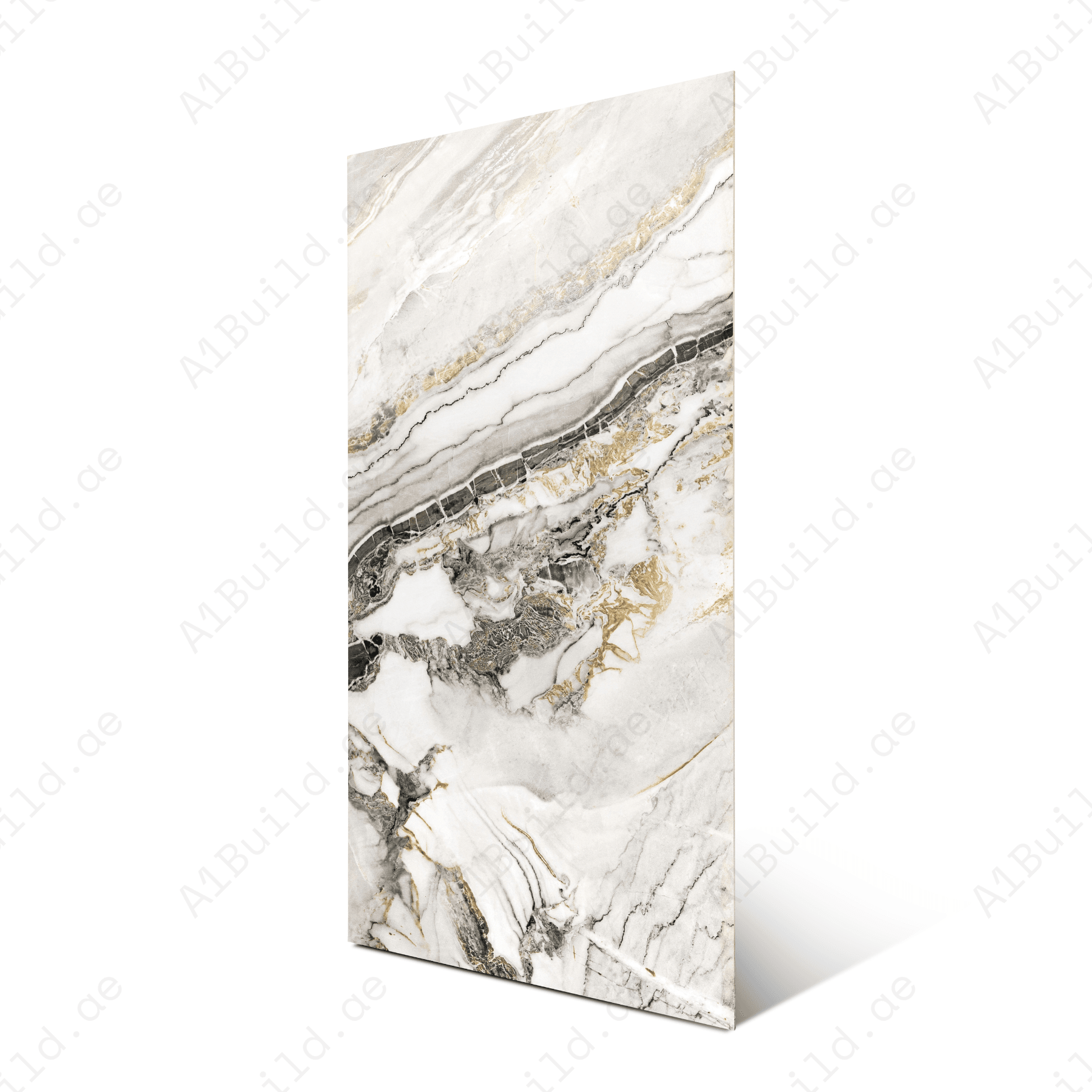 Porto Gold porcelain tile 60x120cm with 9mm thickness features a luxury marble look with gold veining, durable porcelain body for floors and walls.