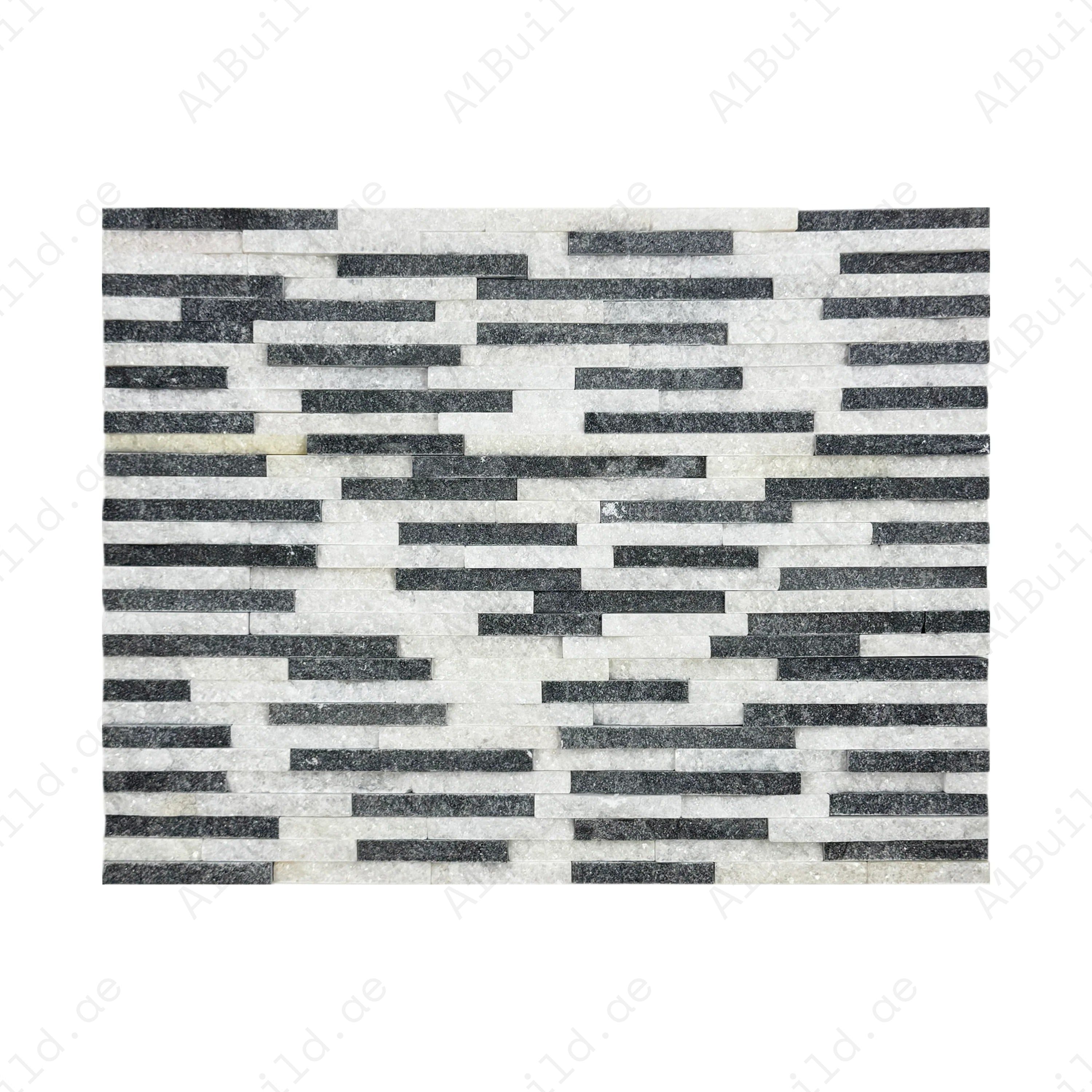 Premium Crystal White & Black Split Marble Wall Cladding from the Twilight Stream Series. Durable stone finish for interiors, exteriors, and feature walls.