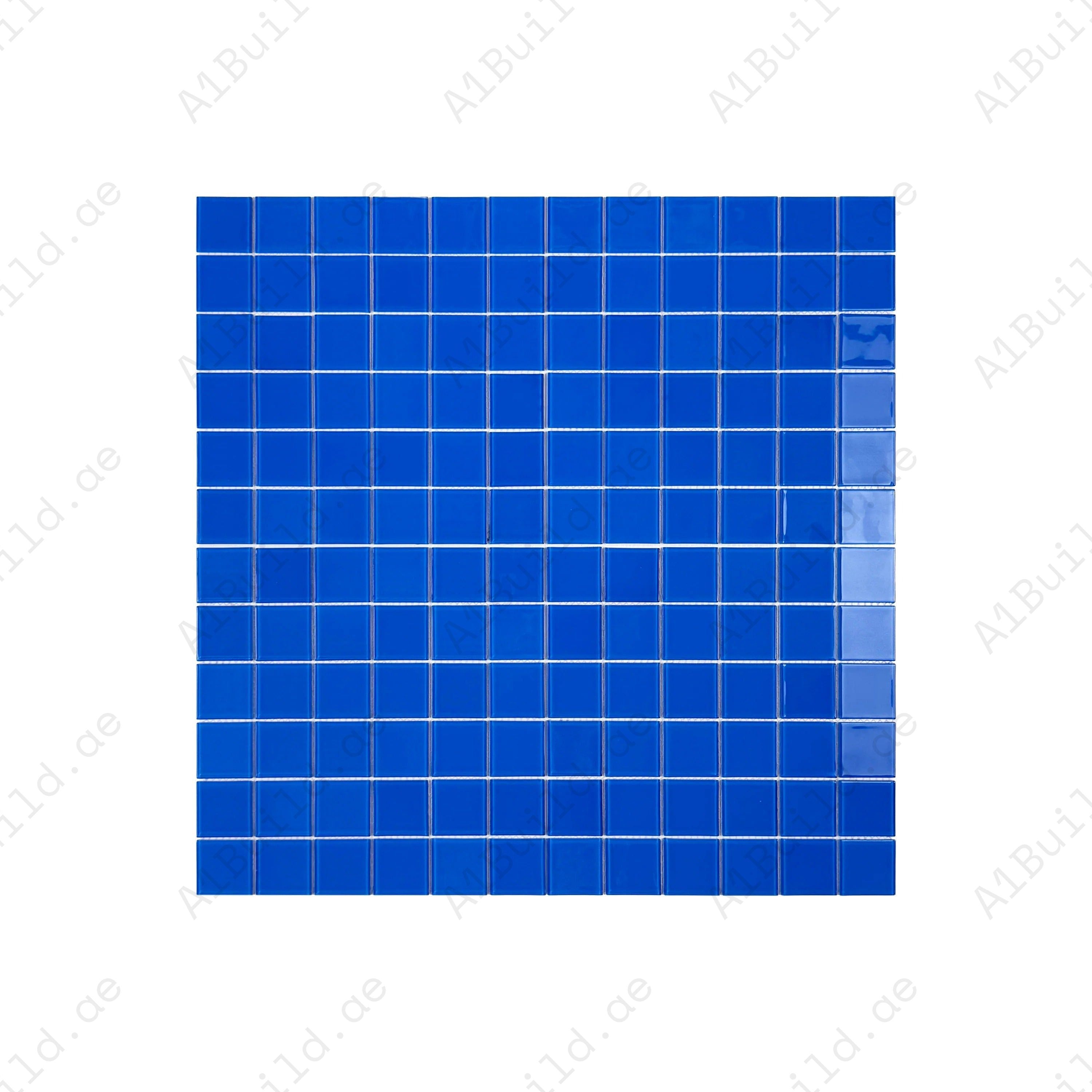 Premium French Blue Crystal Glass Mosaic Tiles for pools, spas, bathrooms & decorative walls. Durable, UV-resistant, slip-safe, eco-friendly, 1 sqm/box.