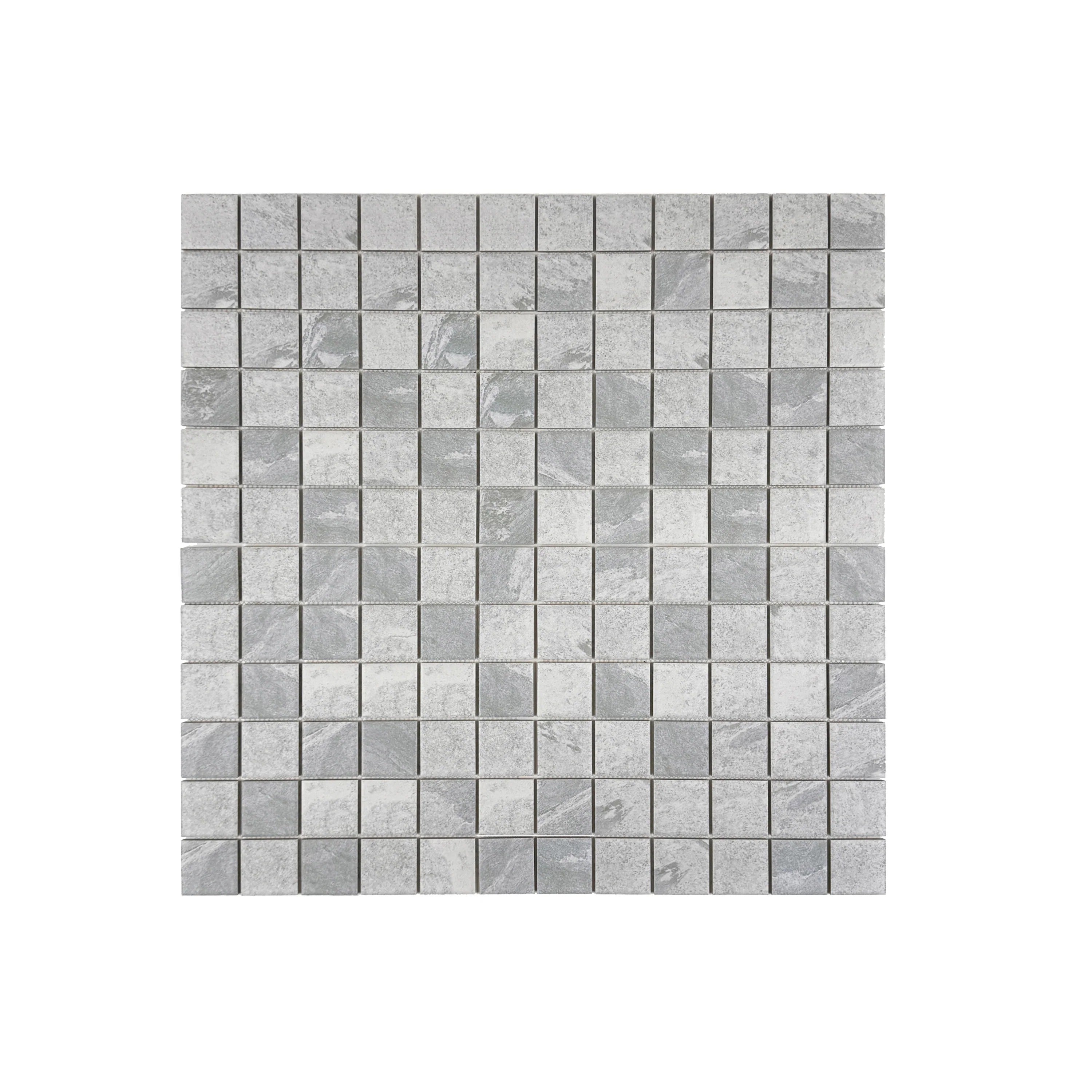 Premium Glacier Grey porcelain mosaic tile for pools, spas, and water features. Durable, slip-resistant, eco-friendly, and perfect for Dubai luxury spaces.