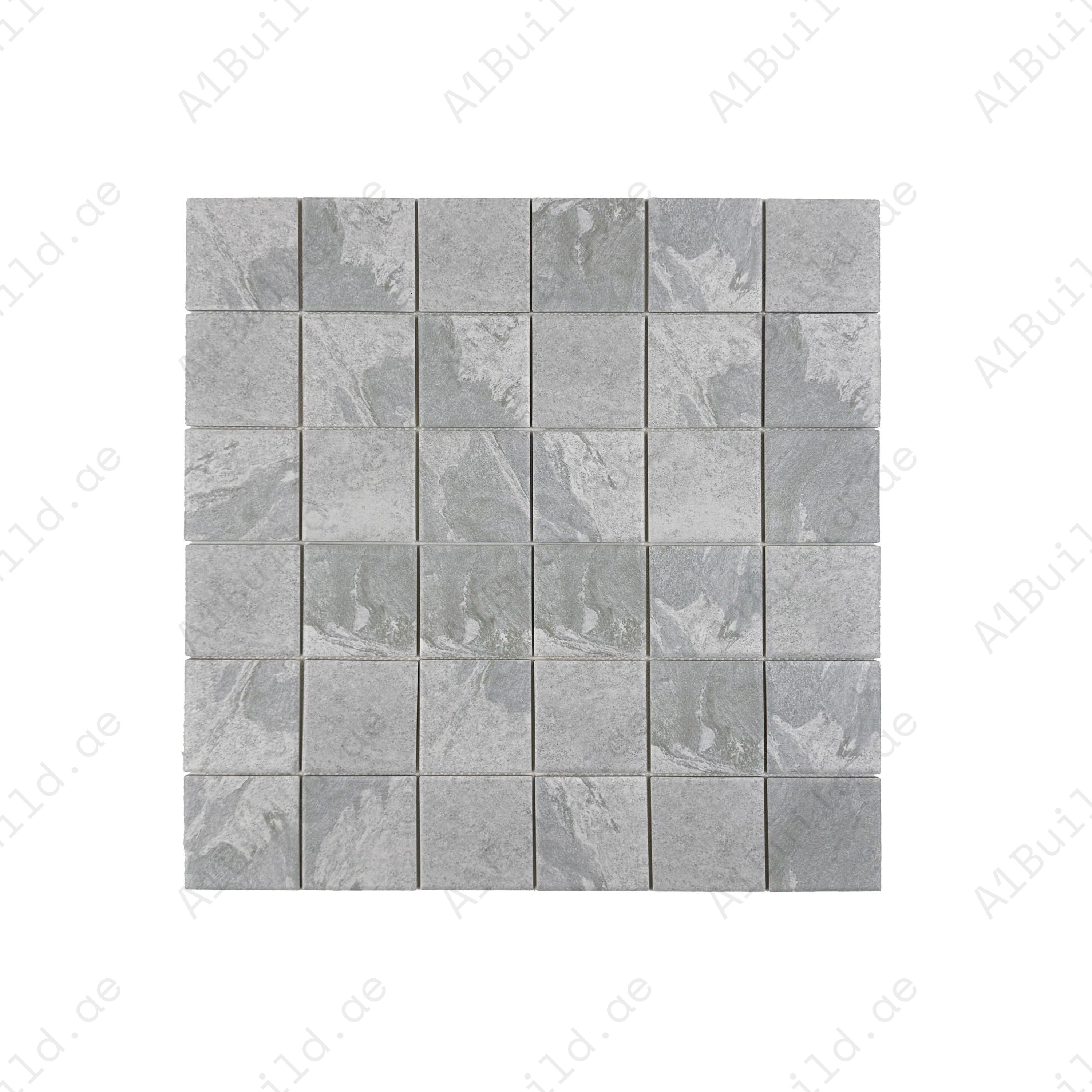 Premium Glacier Grey porcelain mosaic tile for pools, spas & water features. Durable, slip-resistant, eco-friendly & ideal for luxury spaces in Dubai.