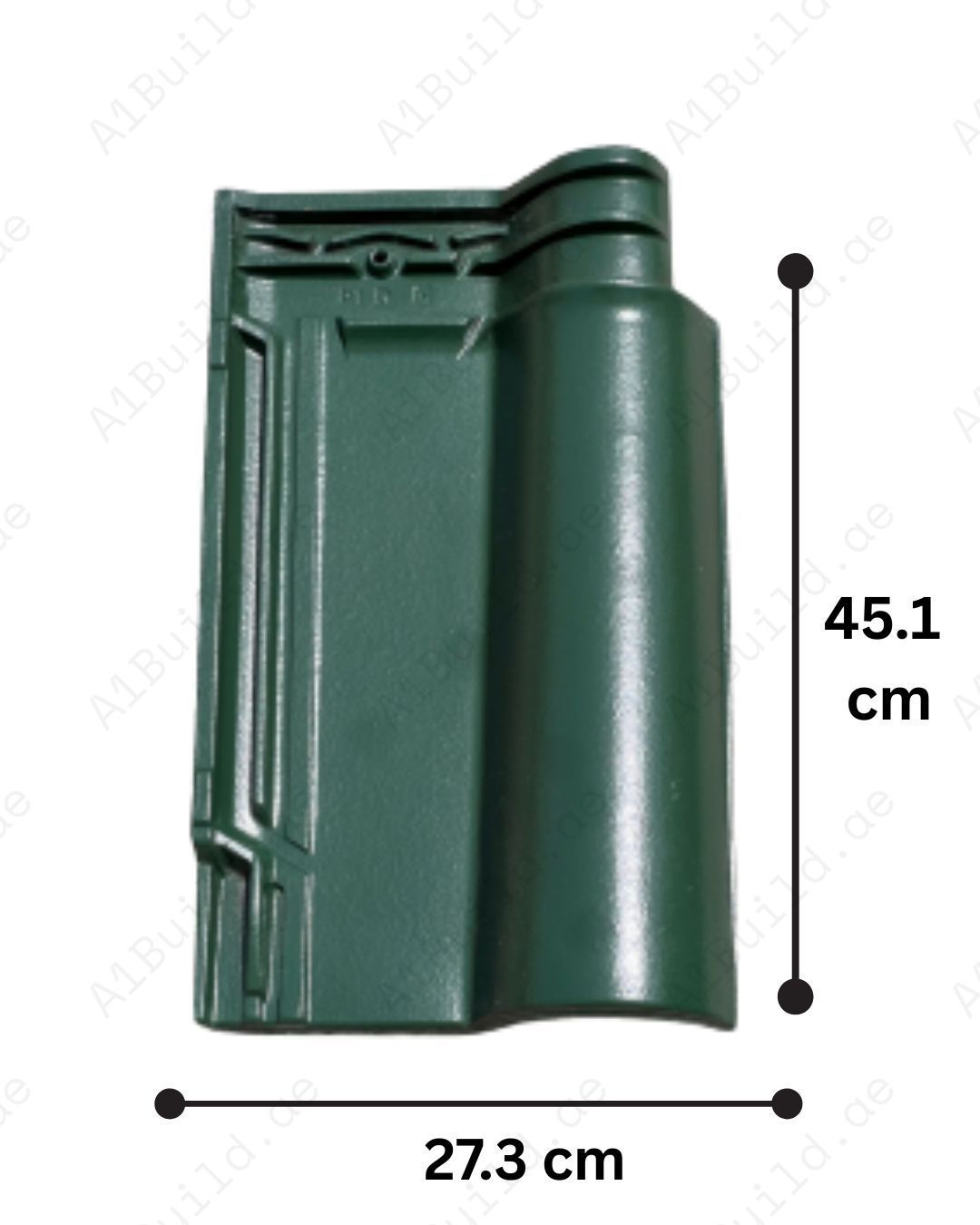 Premium Ruby Green roof tile 45.1×27.3 cm with superior ceramic strength and modern color finish. Durable, fade-resistant, and ideal for luxury roofing.