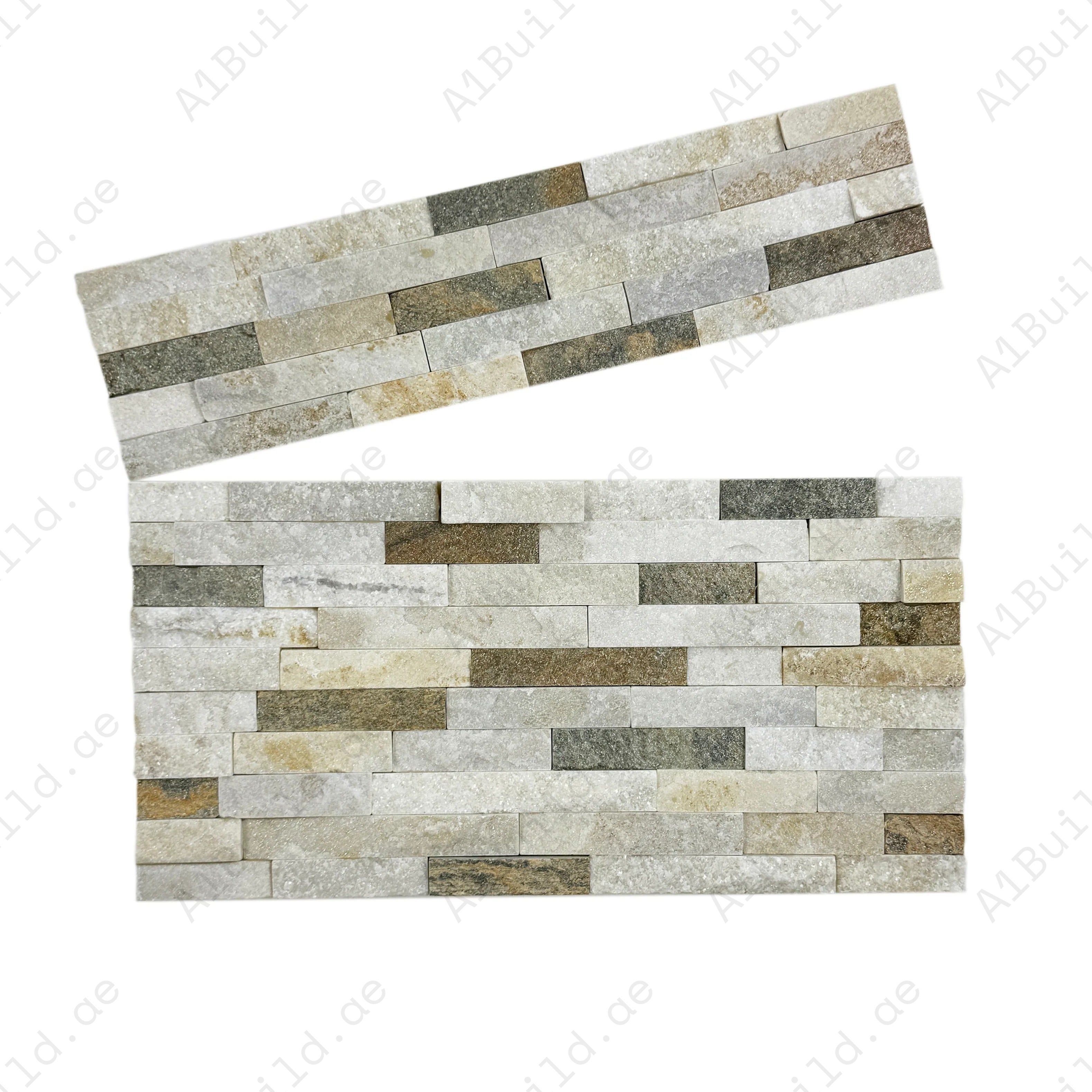 Premium Starlit Quartz Wall Cladding in White & Rust Green. Durable stone finish with rich textures adds elegance, depth, and timeless beauty to interiors.