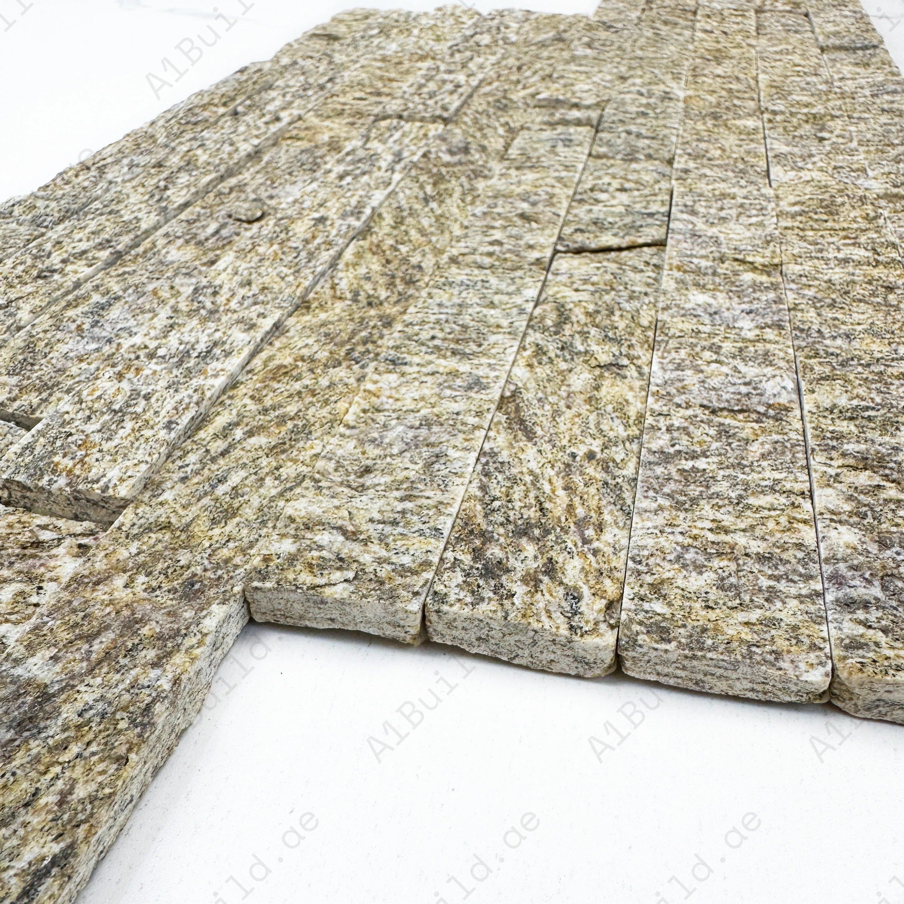 Premium Starlit Quartz Yellow Tiger Vein Split Quartz Wall Cladding. Durable stone finish with rich textures adds elegance, style, and timeless beauty.