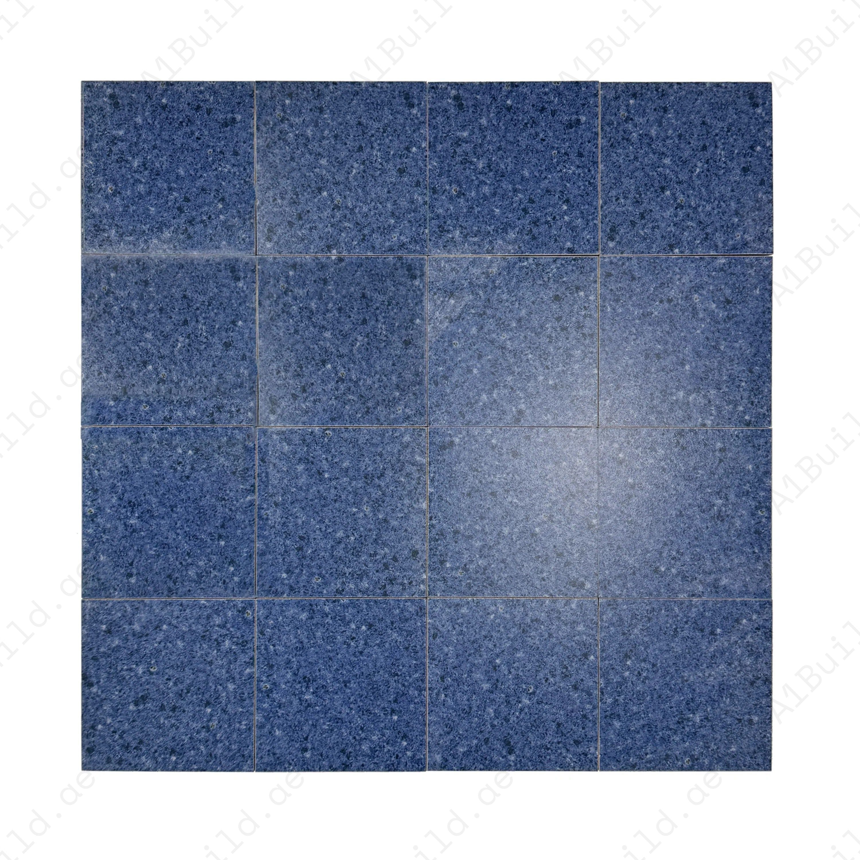 Premium Sukabumi Medium Blue Porcelain Tile 150x150 mm – slip-resistant, UV-stable, eco-friendly, perfect for pools, spas & decorative water features.