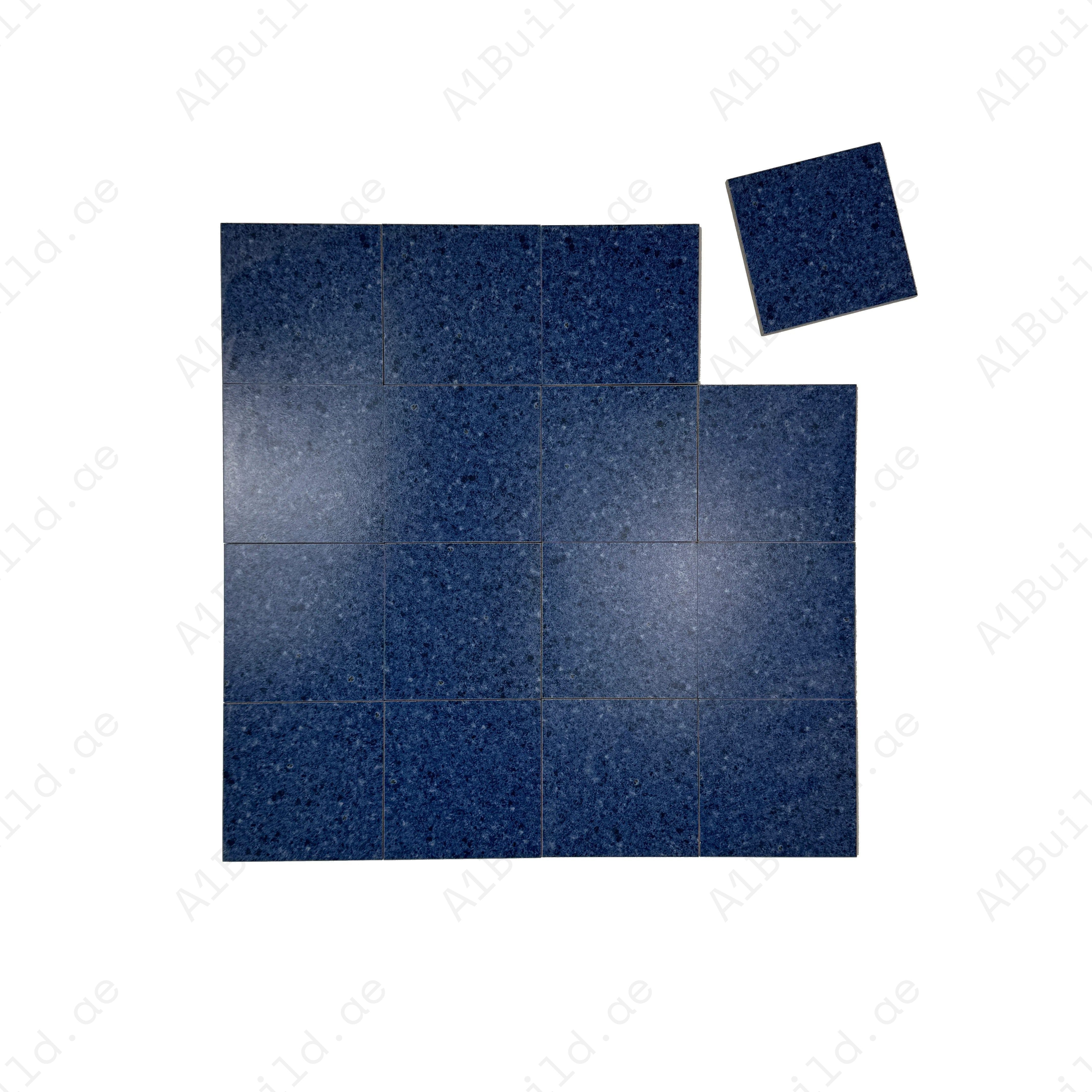 Premium Sukabumi Medium Blue Porcelain Tile 150x150 mm – slip-resistant, UV-stable, eco-friendly, perfect for pools, spas & decorative water features.