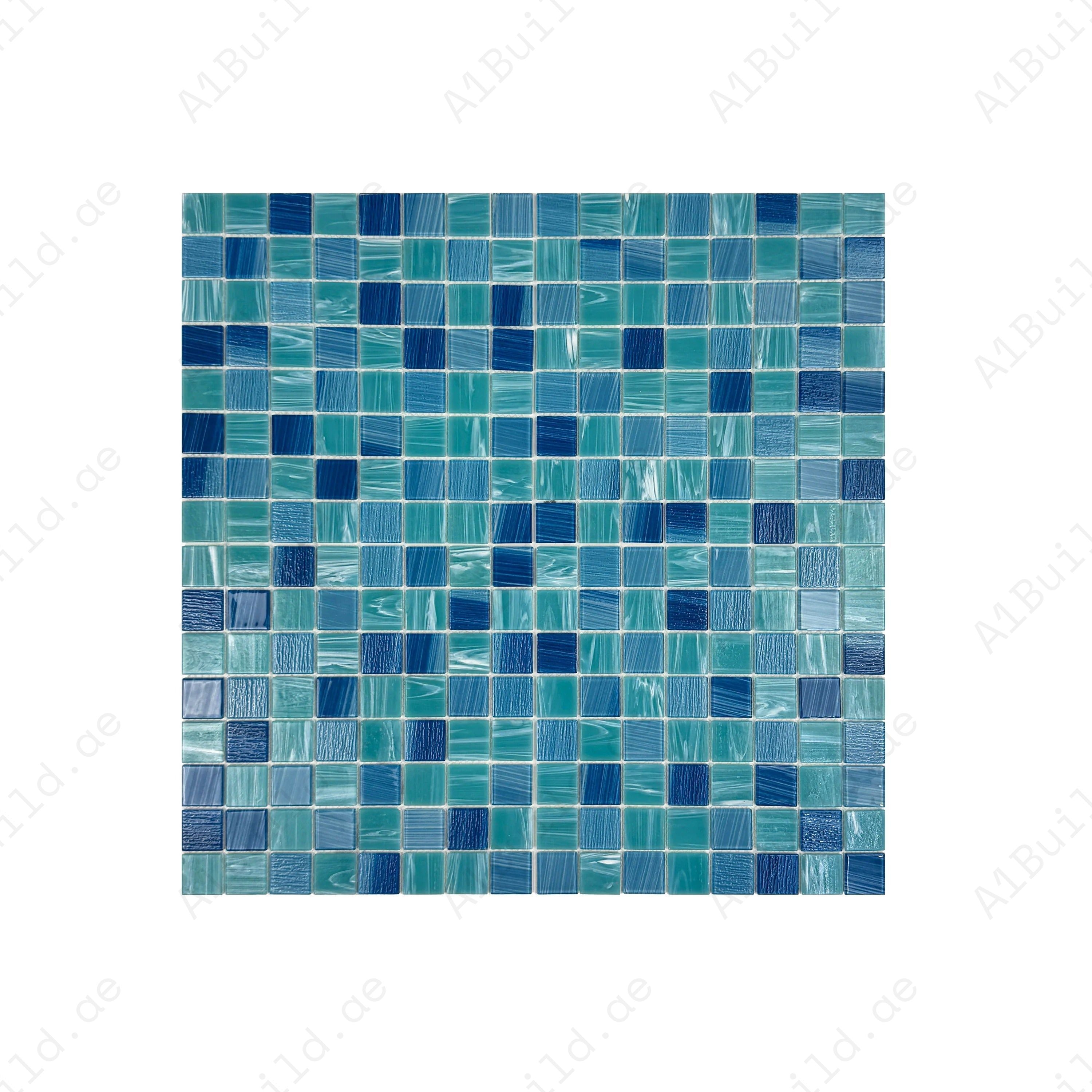 Premium Tiffany & French Blue glass mosaic pool tile. Durable, slip-resistant, UV-proof, eco-friendly, ideal for Dubai luxury pools, spas, and water features.
