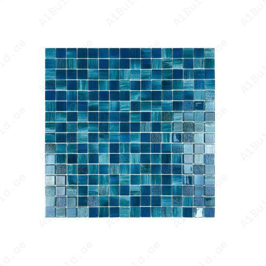 Premium glass mosaic pool tile in Tiffany, French & Sapphire Blue. Durable, slip-resistant, UV-stable, eco-friendly, perfect for Dubai pools, spas, and features.