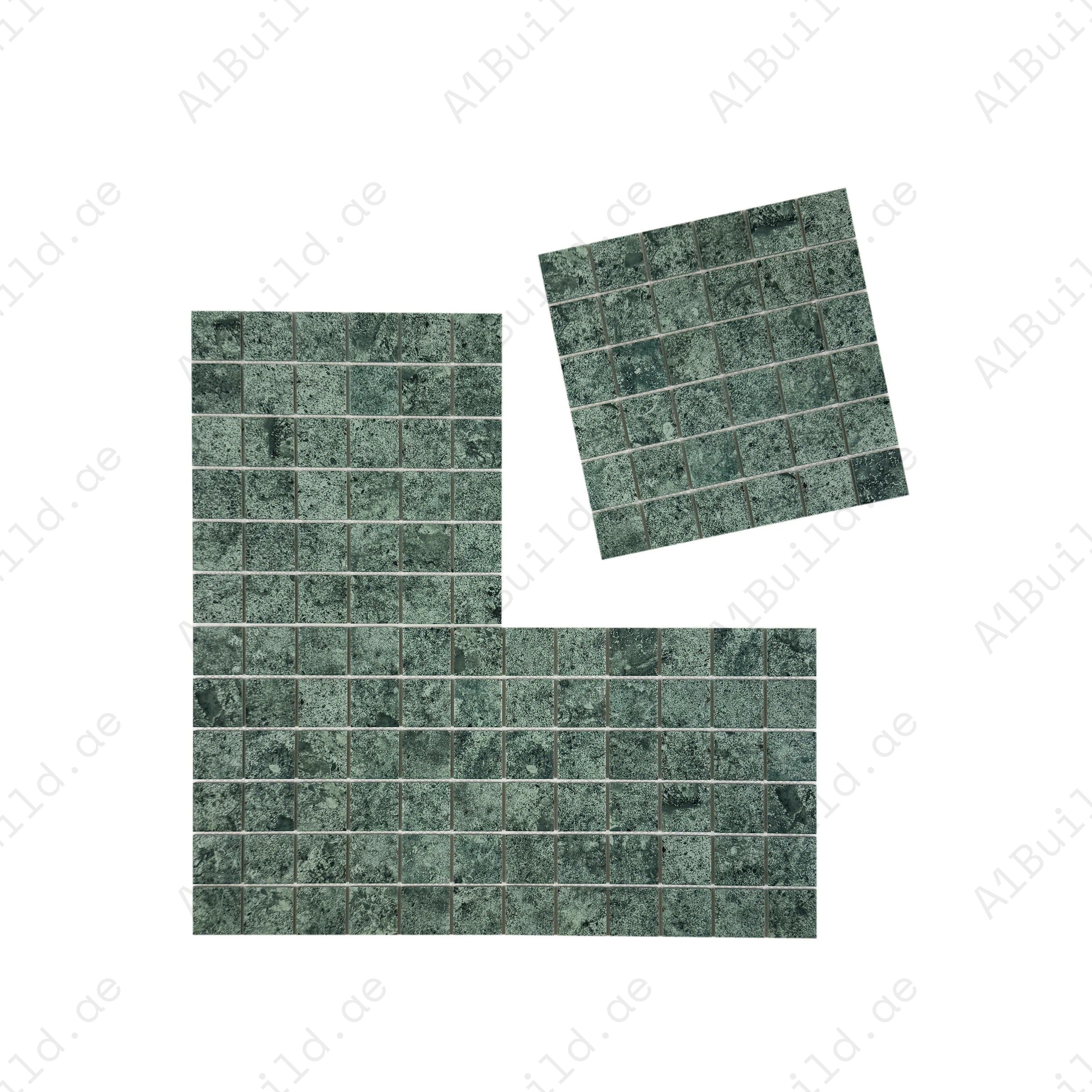 Premium green porcelain mosaic tiles for Dubai pools and spas. Slip-resistant, UV-stable, eco-friendly, and designed for lasting style, safety, and durability.