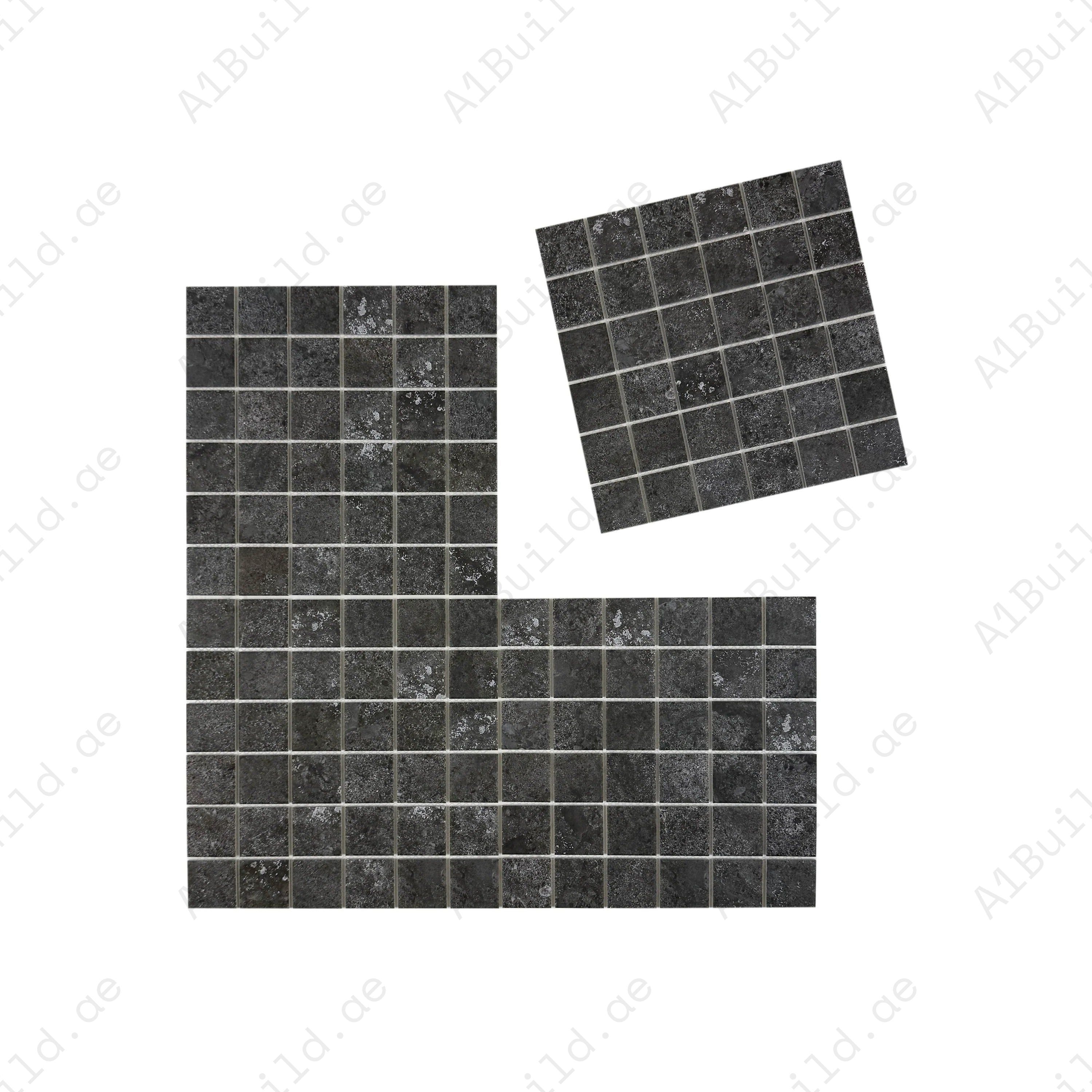 Premium grey porcelain mosaic tiles for Dubai pools and spas. Slip-resistant, UV-stable, eco-friendly, designed for lasting style, safety, and durability.