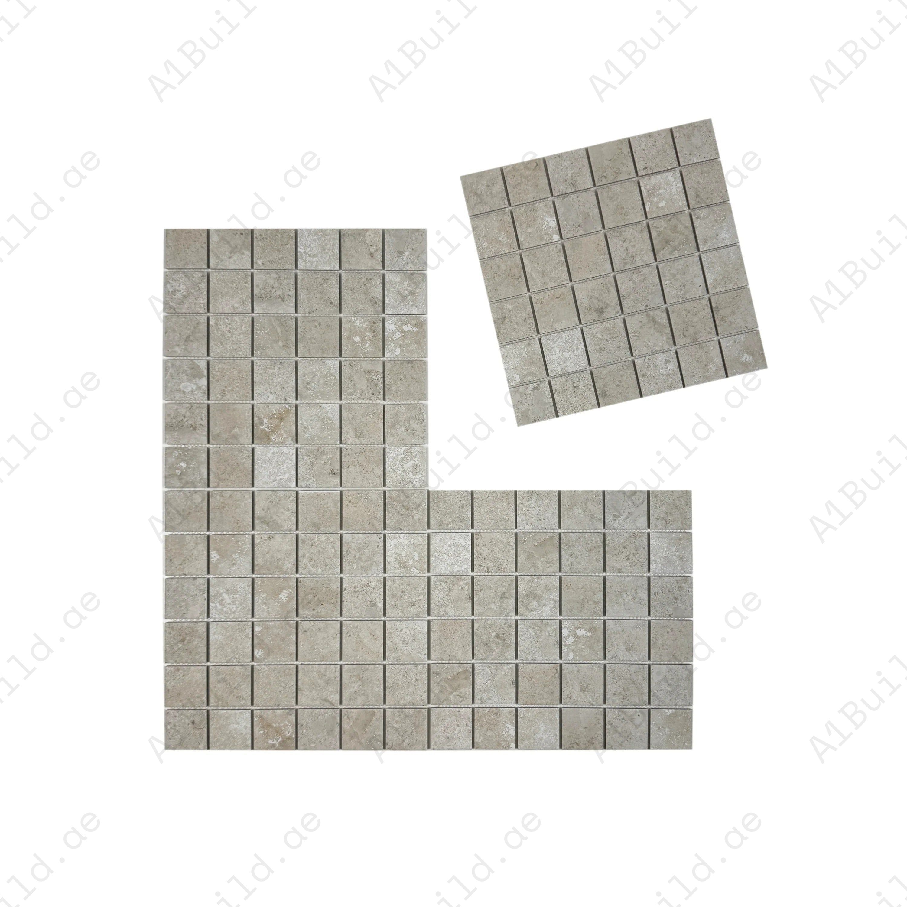Premium light beige porcelain mosaic tiles for Dubai pools and spas. Slip-resistant, UV-stable, eco-friendly, designed for lasting style, safety, and durability.