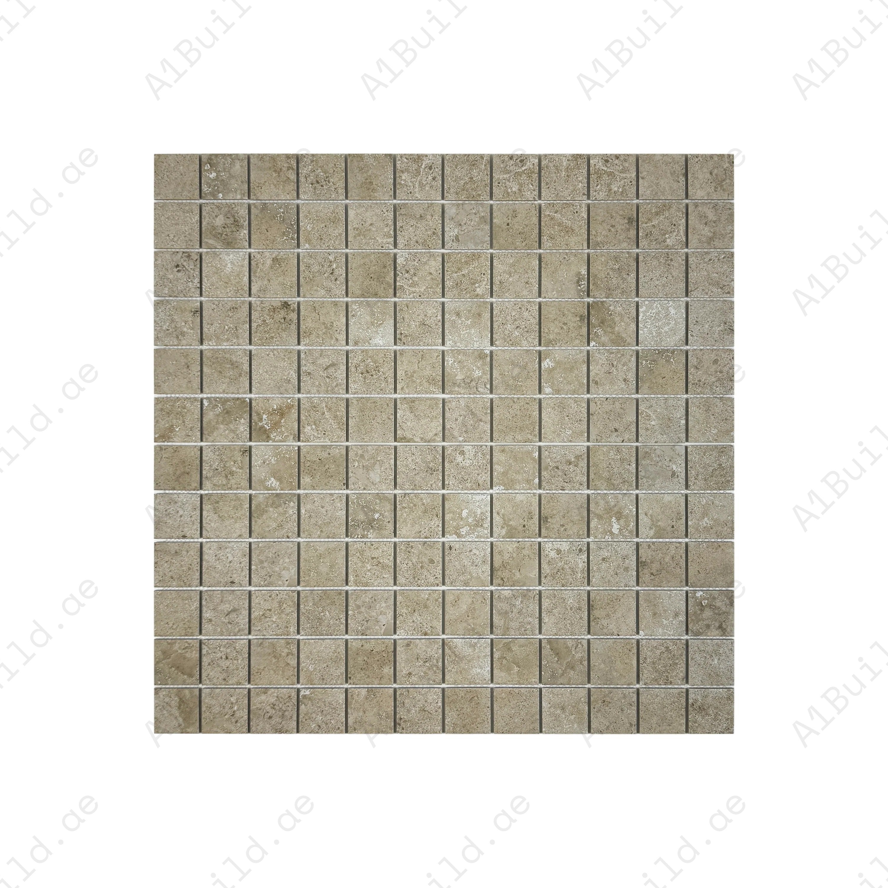 Premium medium beige porcelain mosaic tiles for Dubai pools and spas. Slip-resistant, UV-stable, eco-friendly, designed for lasting style, safety, and durability.