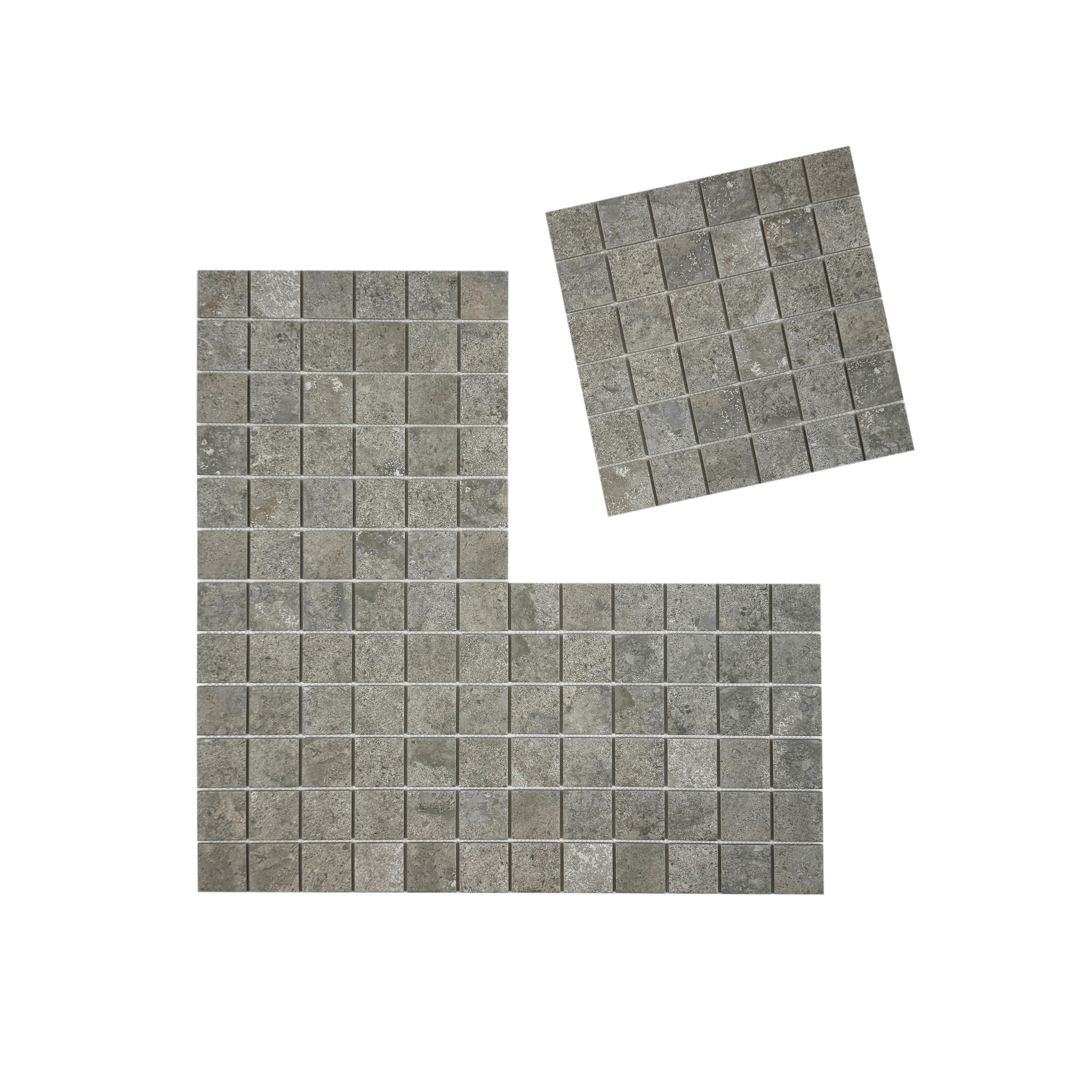 Premium medium grey porcelain mosaic tiles for Dubai pools and spas. Slip-resistant, UV-stable, eco-friendly, designed for lasting style, safety, and durability.