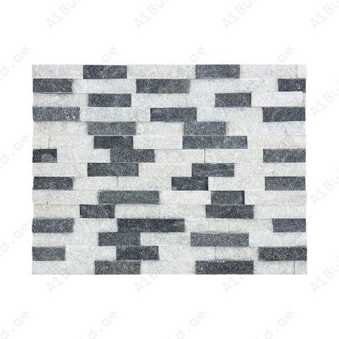 Premium white & black split marble wall cladding with striking texture, durable stone finish for luxury interiors, feature walls, fireplaces & outdoor façades.