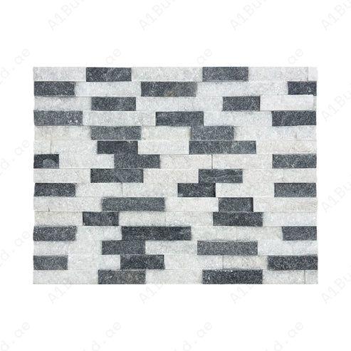 Premium white & black split marble wall cladding with striking texture, durable stone finish for luxury interiors, feature walls, fireplaces & outdoor façades.