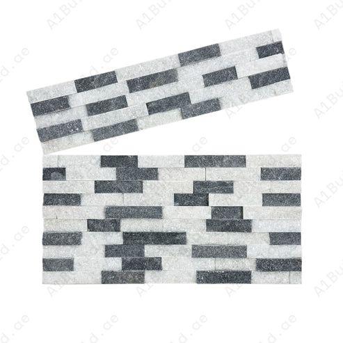 Premium white & black split marble wall cladding with striking texture, durable stone finish for luxury interiors, feature walls, fireplaces & outdoor façades.