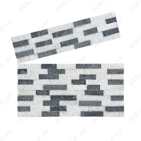 Premium white & black split marble wall cladding with striking texture, durable stone finish for luxury interiors, feature walls, fireplaces & outdoor façades.