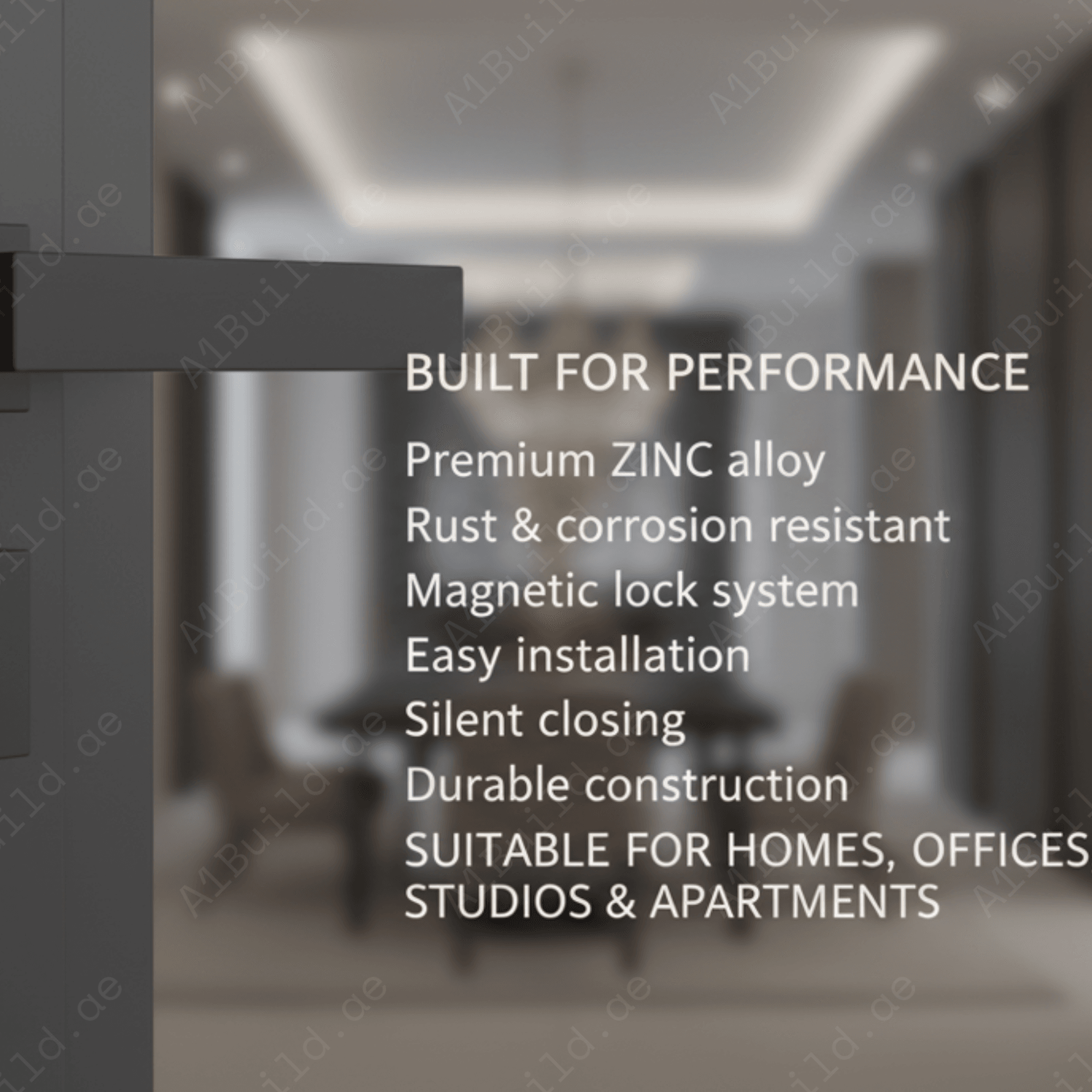 Premium zinc alloy minimalist door handle RH.9693 with black and satin finishes, designed for modern interiors, hotels, offices, and luxury homes.