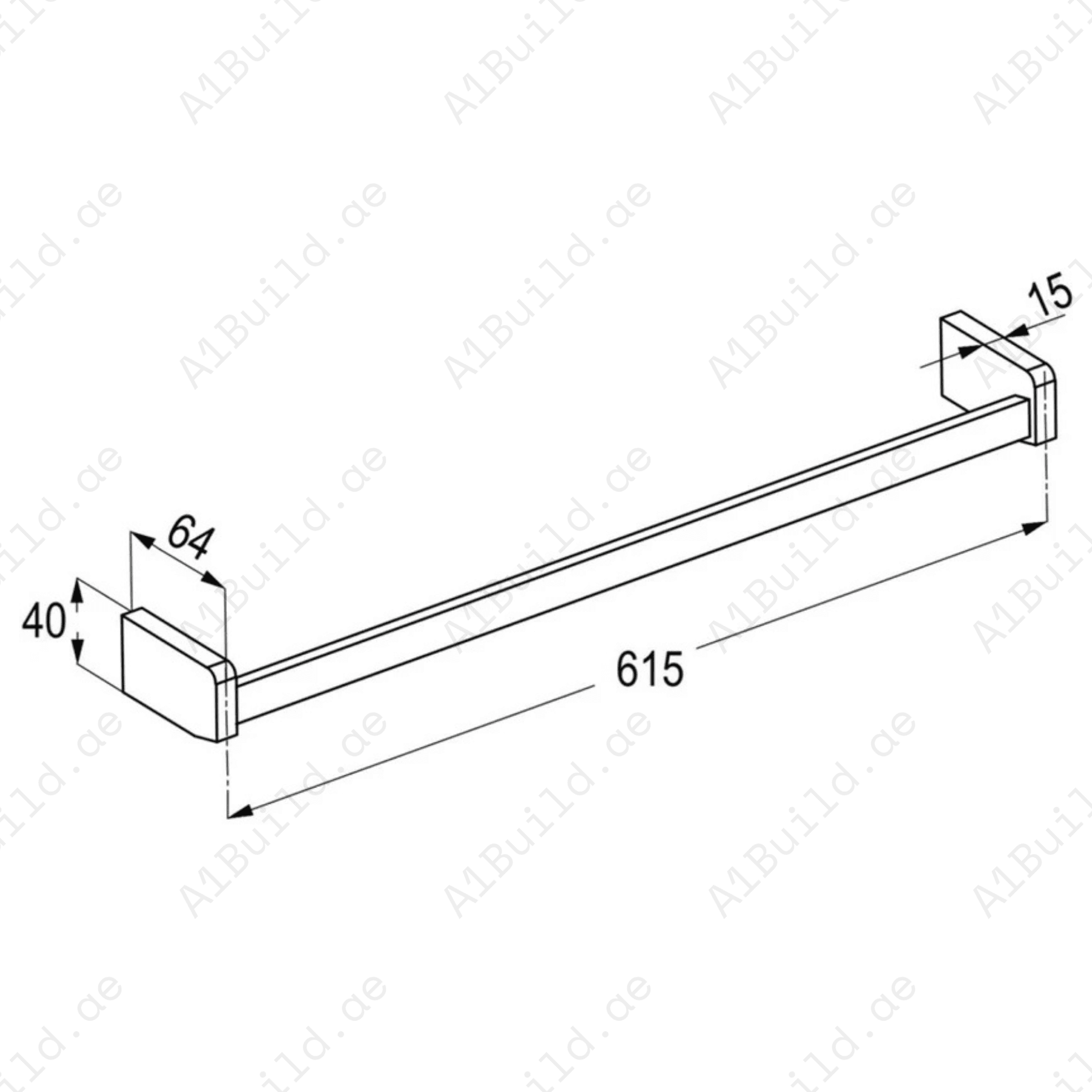 ProfileStarSingleTowelBarChromeFinishwithWallFasteningScrews_3