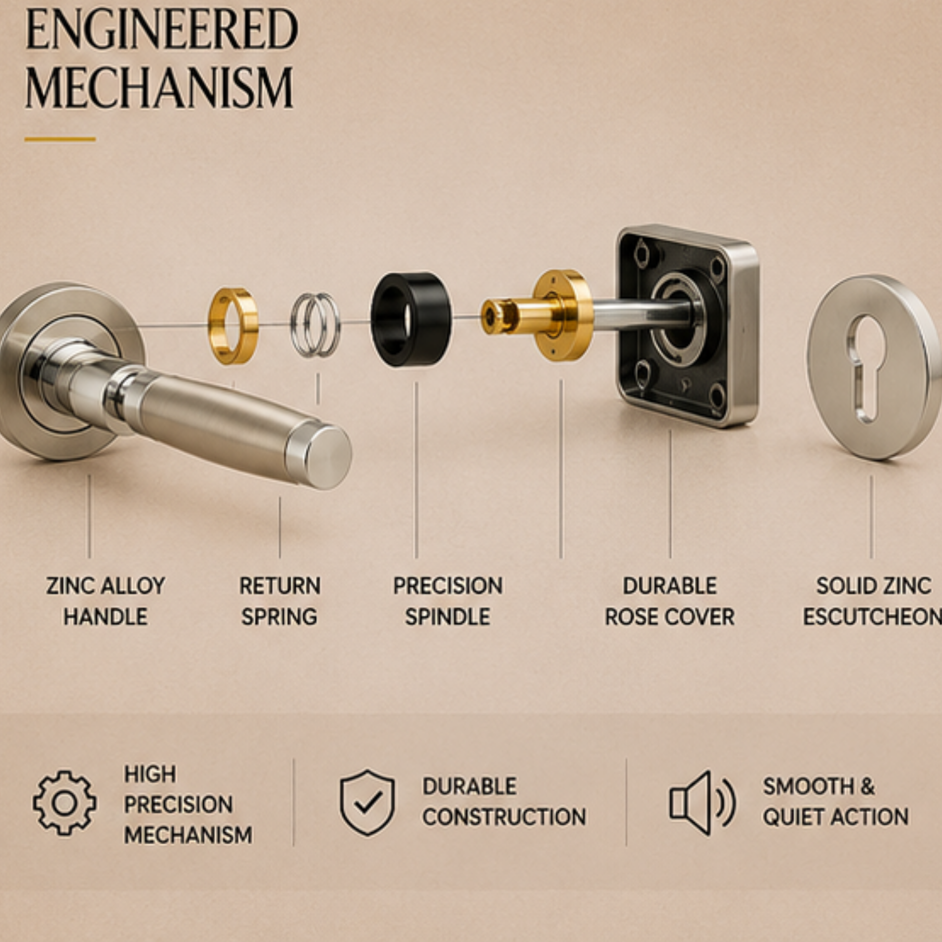 RH.9099 premium zinc alloy door handle in Satin Nickel Chrome Plated finish. Luxury architectural hardware for modern homes, hotels, offices, and interiors.