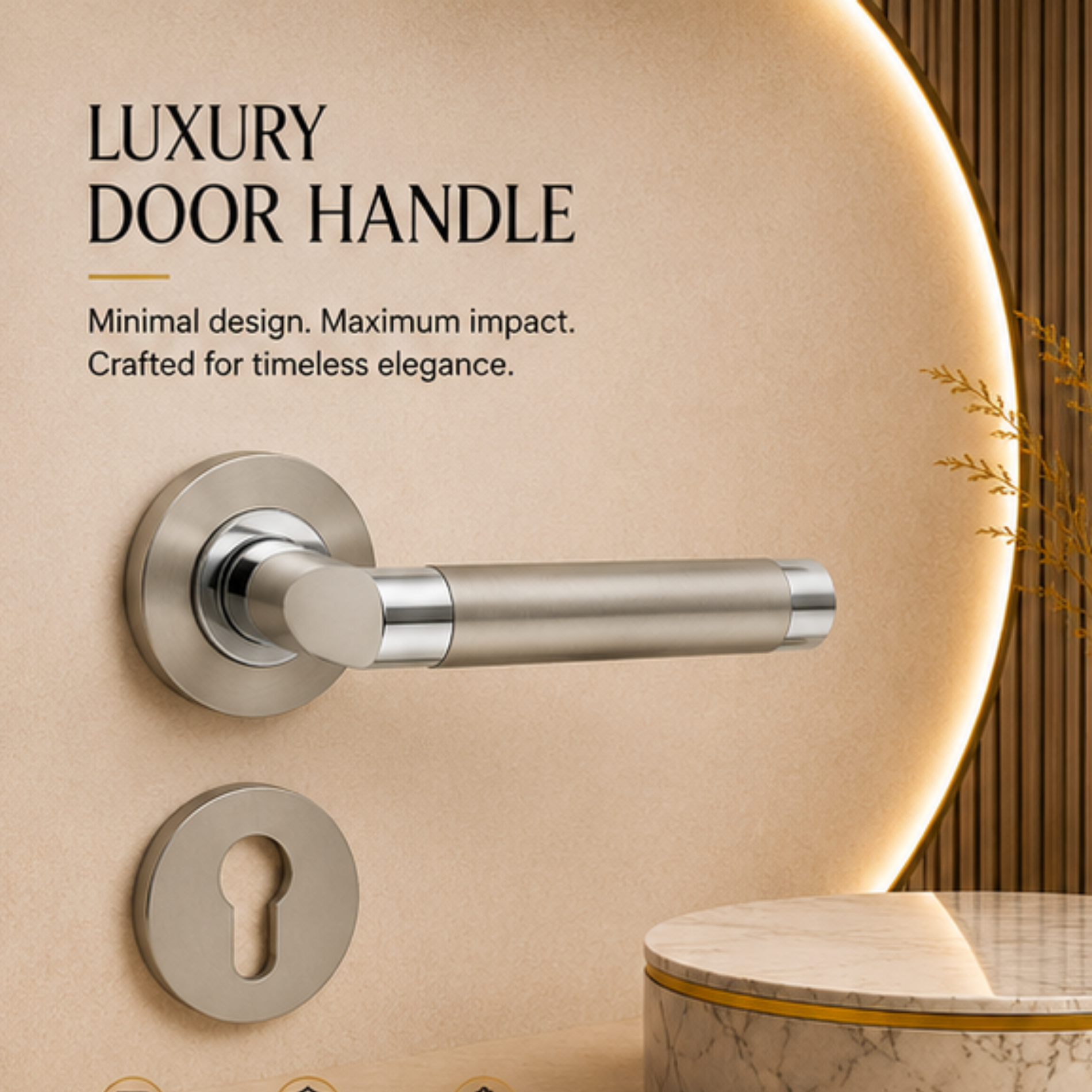 RH.9101 premium zinc alloy door handle in Satin Nickel Chrome Plated finish. Luxury architectural hardware for modern homes, hotels, offices, and interiors.