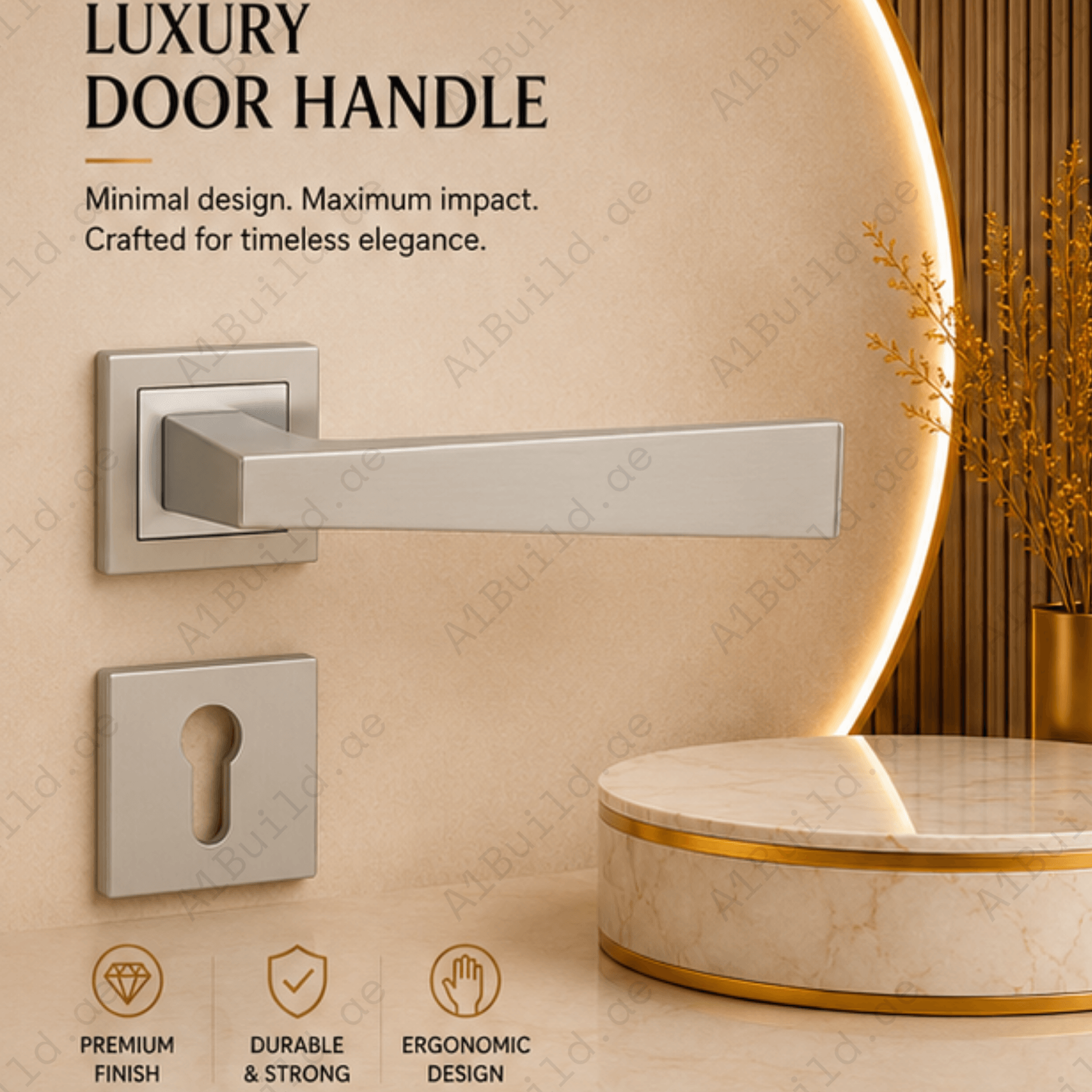 RH.9387 premium zinc alloy door handle in Satin Nickel and Chrome finish. Luxury architectural hardware for modern homes, hotels, offices, and interiors.