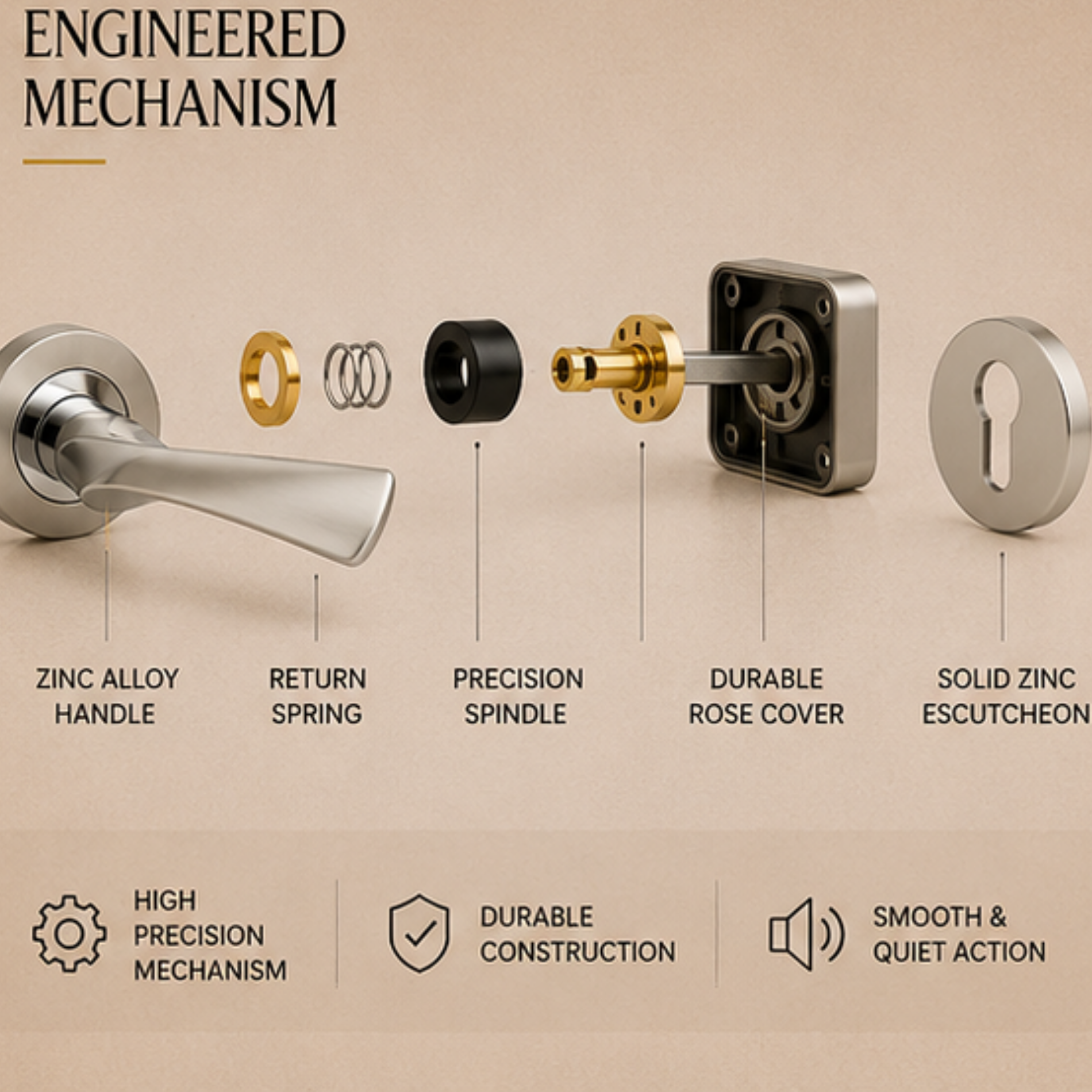 RH.9391 premium zinc alloy door handle in Satin Nickel Chrome Plated finish. Luxury architectural hardware for modern homes, hotels, offices, and interiors.