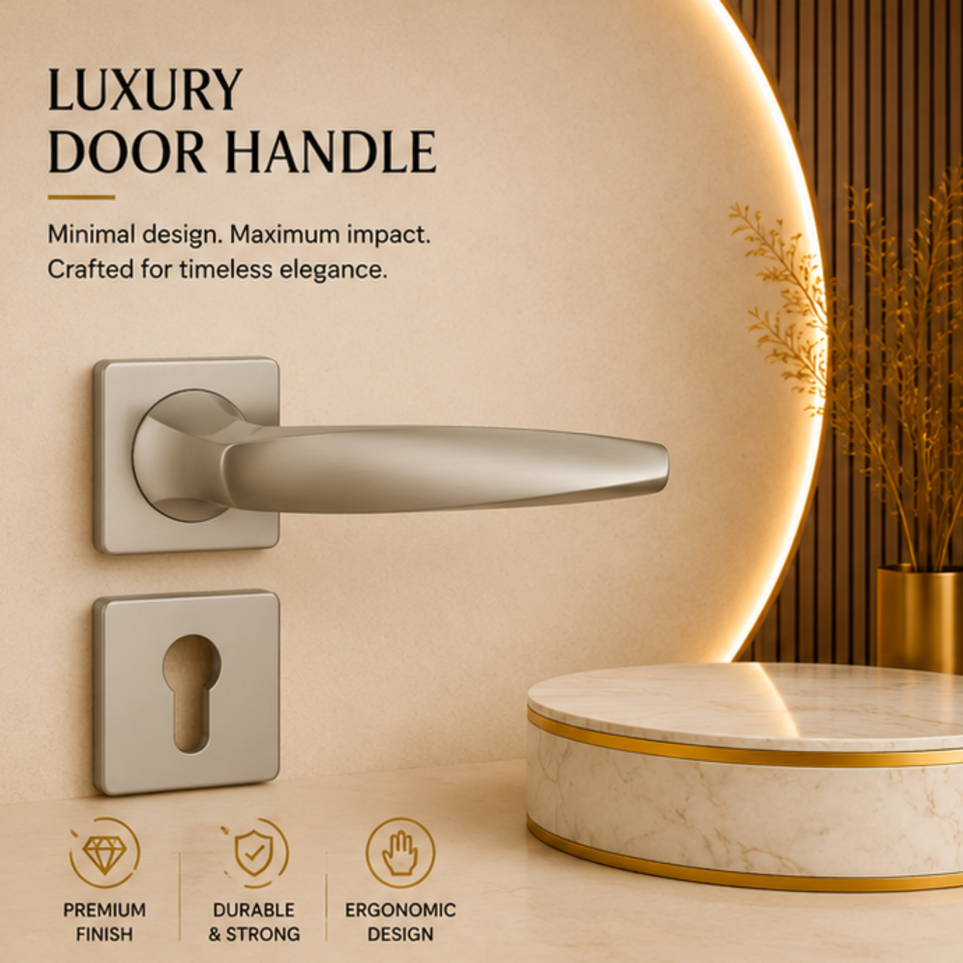 RH.9553 premium zinc alloy door handle in Matt Satin Nickel finish. Modern architectural hardware for luxury homes, hotels, offices, and interiors.