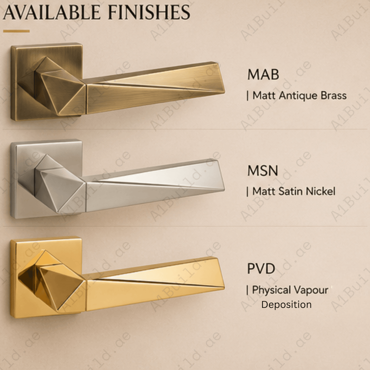 RH.9602 luxury zinc alloy door handle with Matt Antique Brass and Matt Satin Nickel PVD finishes. Premium architectural hardware for modern interiors.