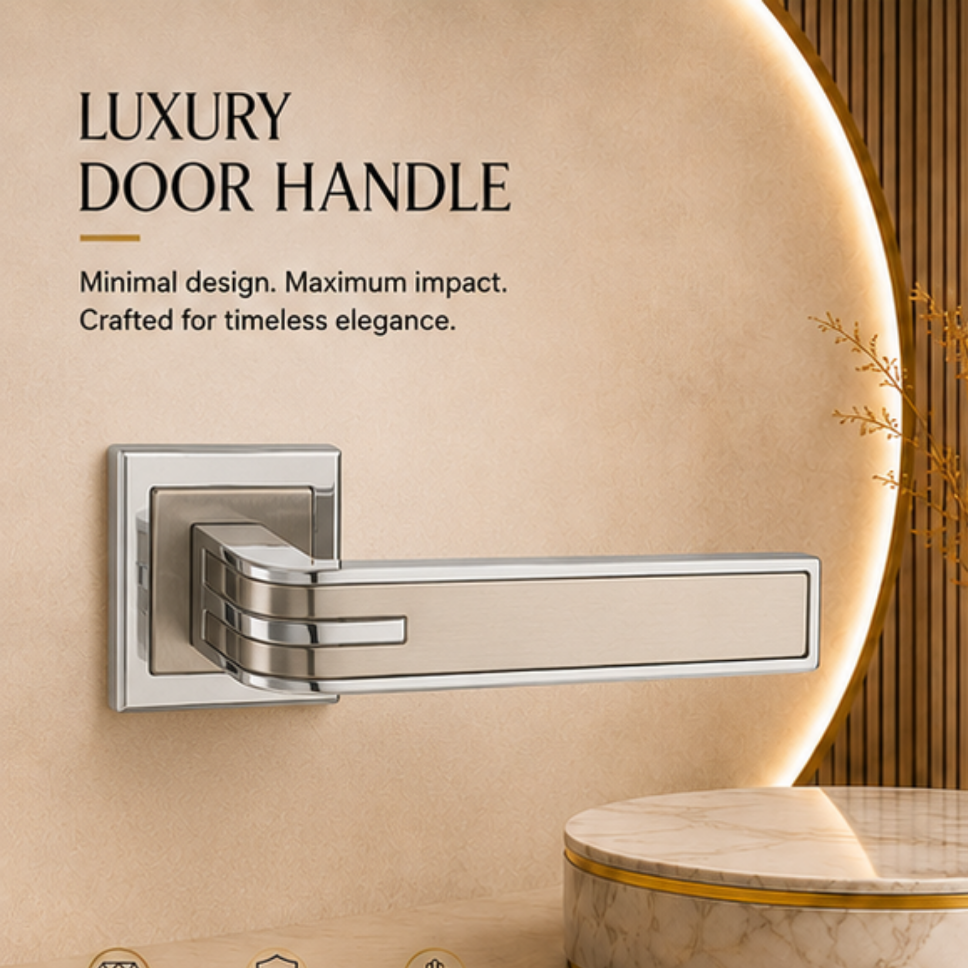 RH.9605 premium zinc alloy door handle in Matt Satin Nickel Chrome Plated finish. Luxury architectural hardware for modern homes, hotels, offices, and interiors.