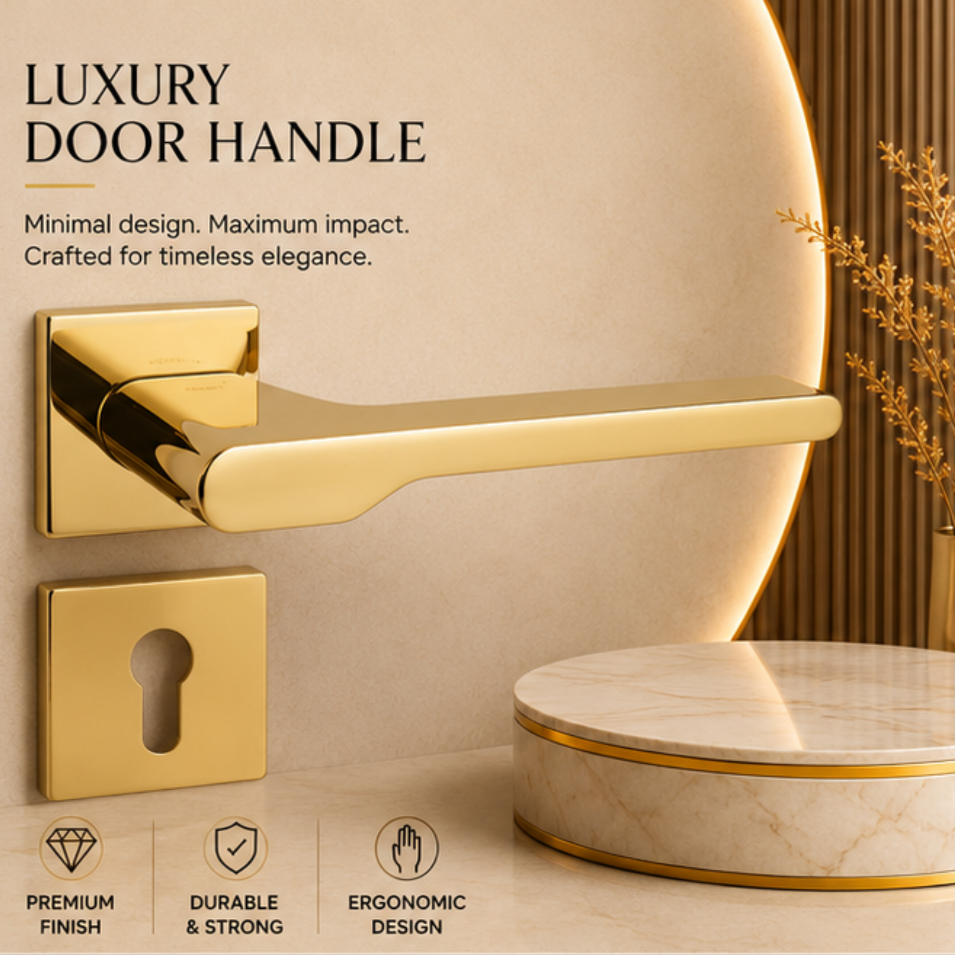 RH.9610 luxury zinc alloy door handle in Black and Matt Satin Nickel PVD finish. Premium modern architectural hardware for stylish interiors.