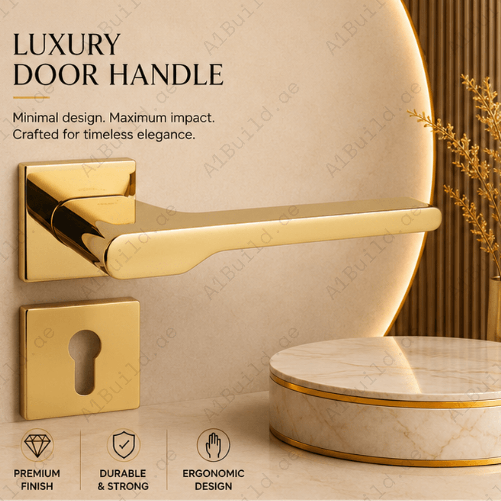 RH.9610 luxury zinc alloy door handle in Black and Matt Satin Nickel PVD finish. Premium modern architectural hardware for stylish interiors.