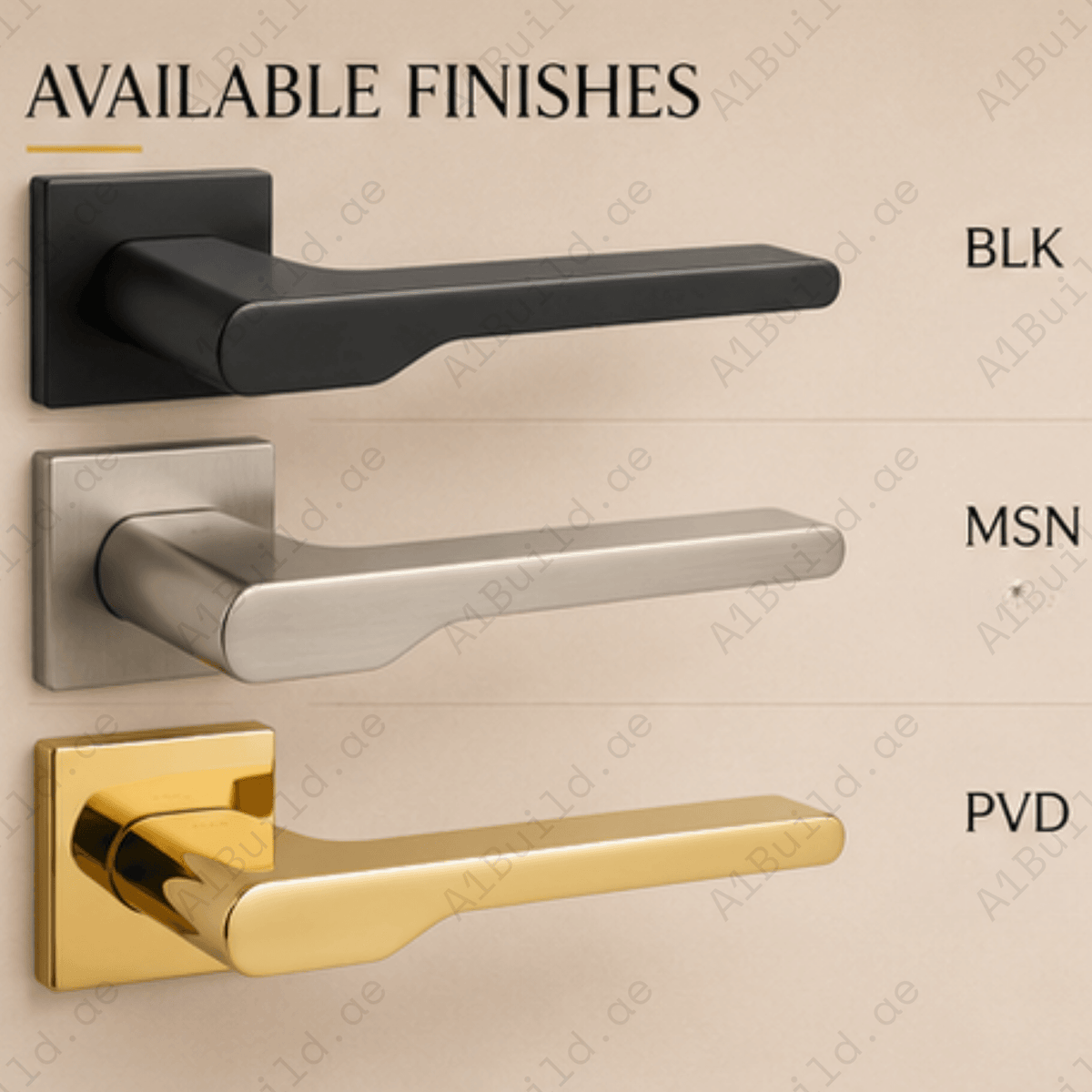 RH.9610 luxury zinc alloy door handle in Black and Matt Satin Nickel PVD finish. Premium modern architectural hardware for stylish interiors.