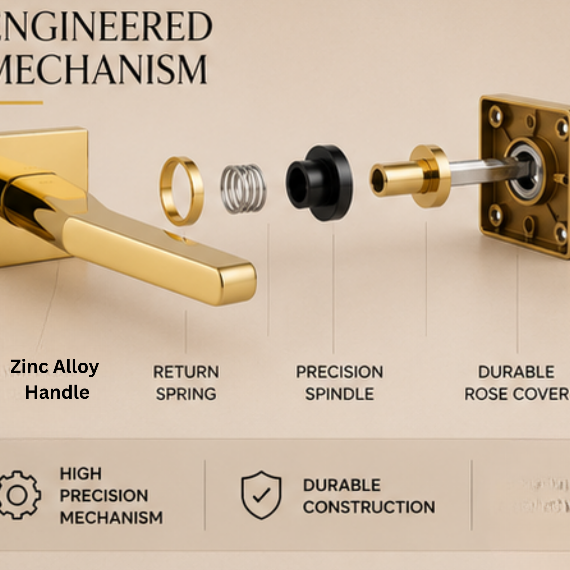 RH.9610 luxury zinc alloy door handle in Black and Matt Satin Nickel PVD finish. Premium modern architectural hardware for stylish interiors.