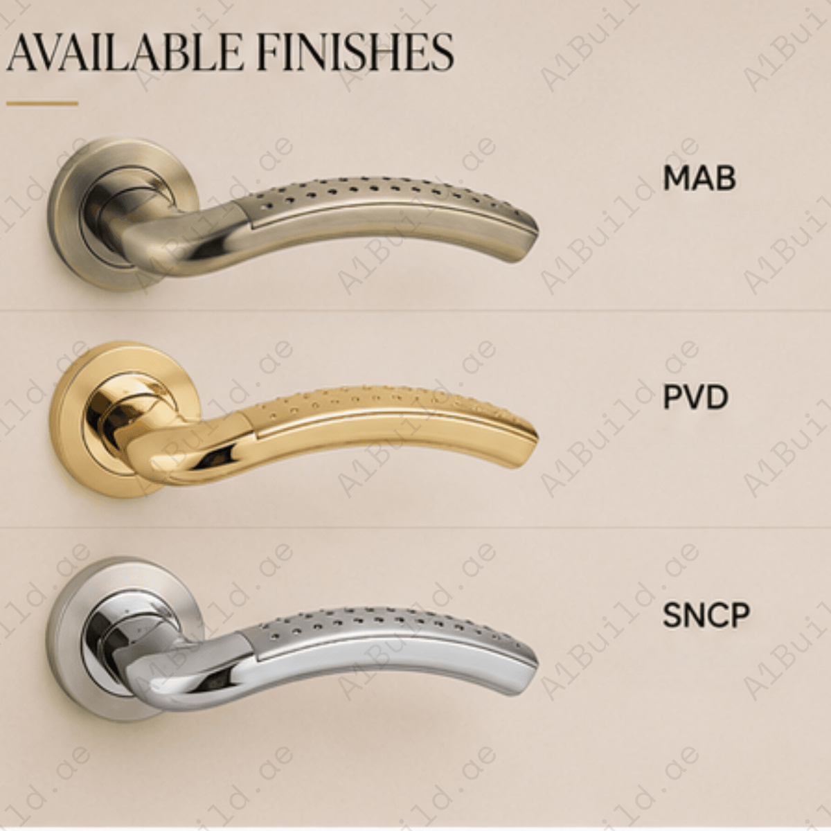 RH.9611 luxury zinc alloy door handle in Matt Antique Brass PVD and Satin Nickel Chrome finish. Premium dual-tone hardware for modern interiors.