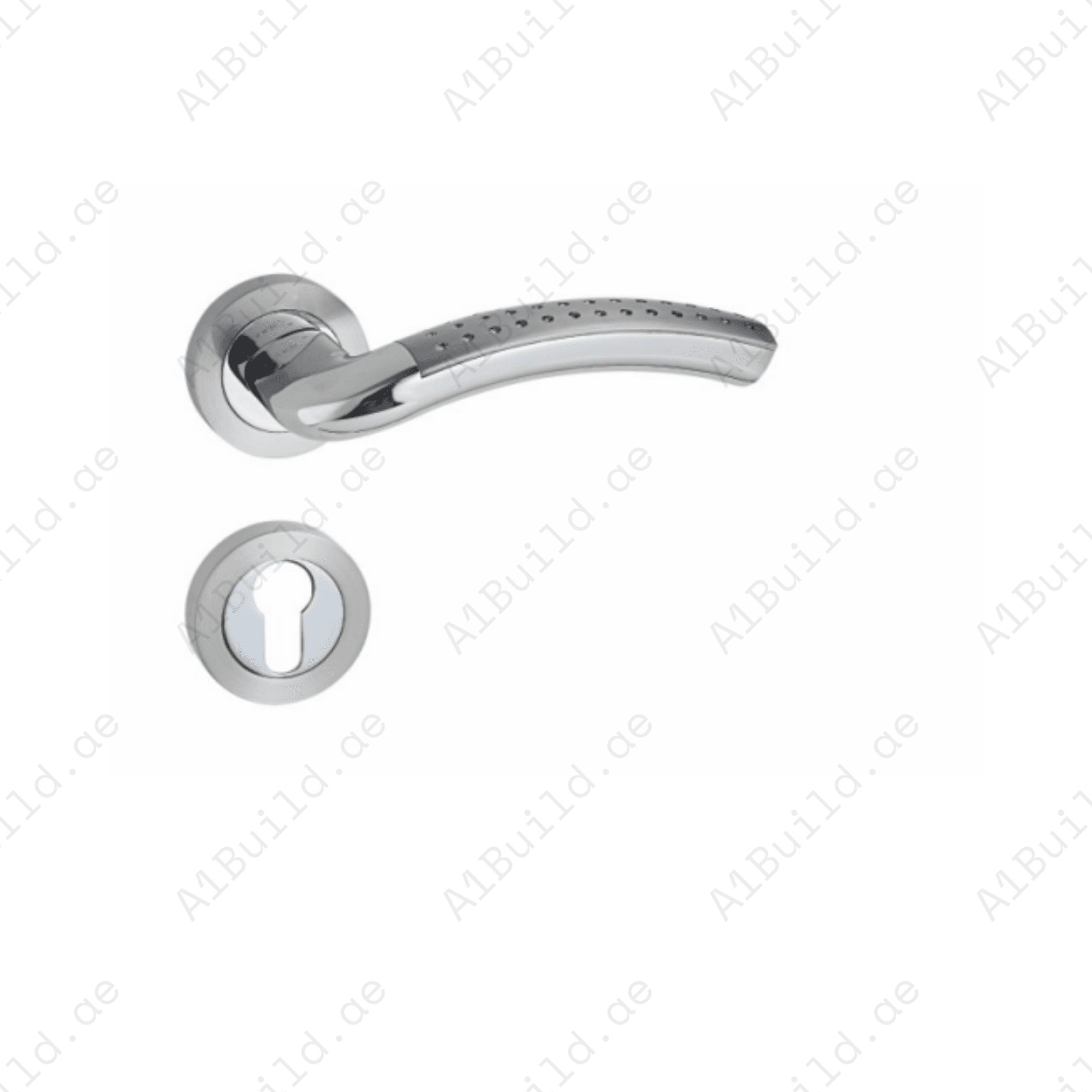 RH.9611 luxury zinc alloy door handle in Matt Antique Brass PVD and Satin Nickel Chrome finish. Premium dual-tone hardware for modern interiors.