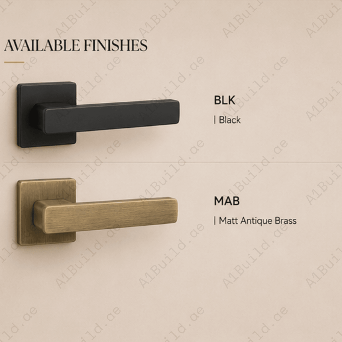 RH.9644 luxury zinc alloy door handle in Black and Matt Antique Brass finishes. Premium architectural hardware for modern luxury interiors.