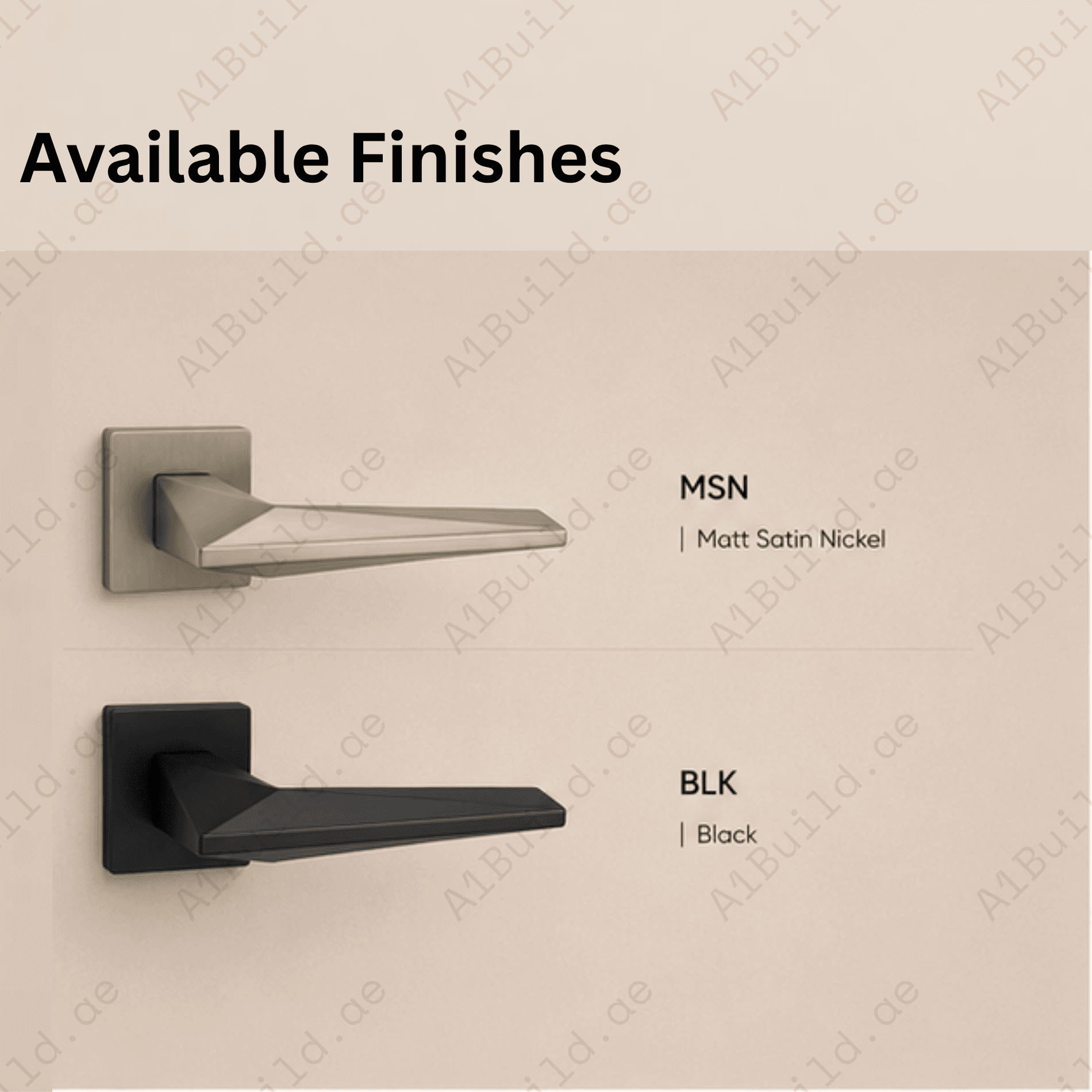 RH.9670 luxury zinc alloy door handle in Black and Matt Satin Nickel finishes. Premium modern architectural hardware for elegant interiors.