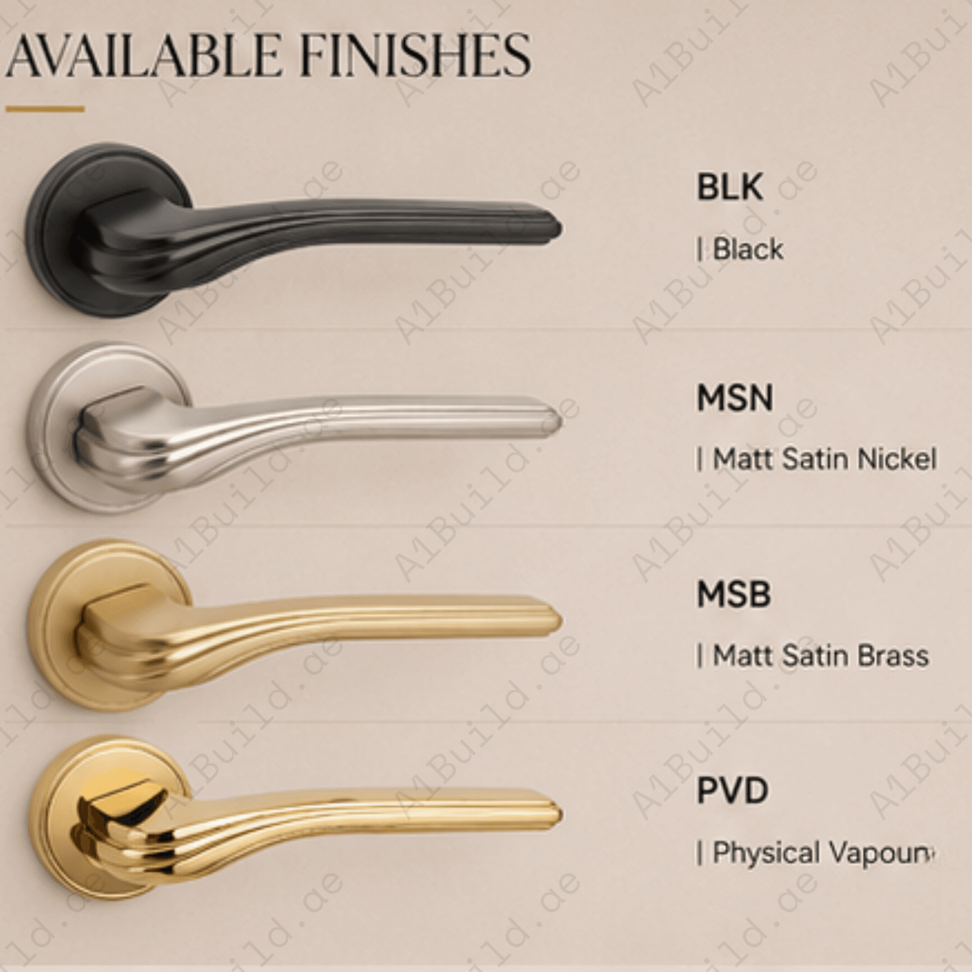 RH.9671 luxury zinc alloy door handle in Black, Satin Nickel, Satin Brass and PVD finish. Premium modern architectural hardware for interiors.
