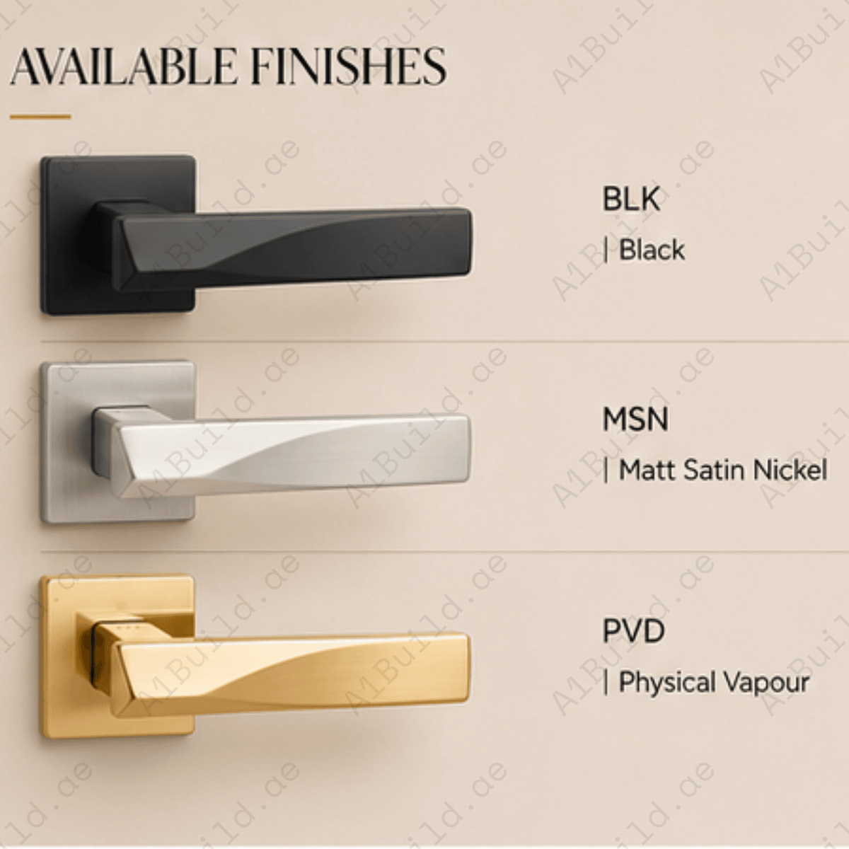 RH.9675 luxury zinc alloy door handle in Black, Matt Satin Nickel and PVD finishes. Premium architectural hardware for modern residential and commercial interiors.