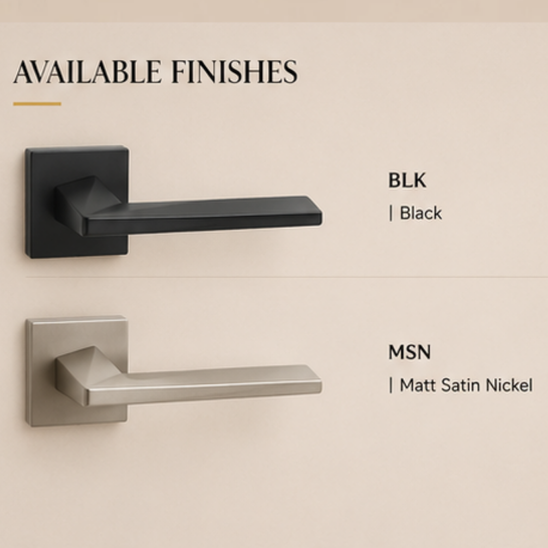 RH.9680 luxury zinc alloy door handle in Black and Matt Satin Nickel finishes. Premium modern architectural hardware for stylish interiors.