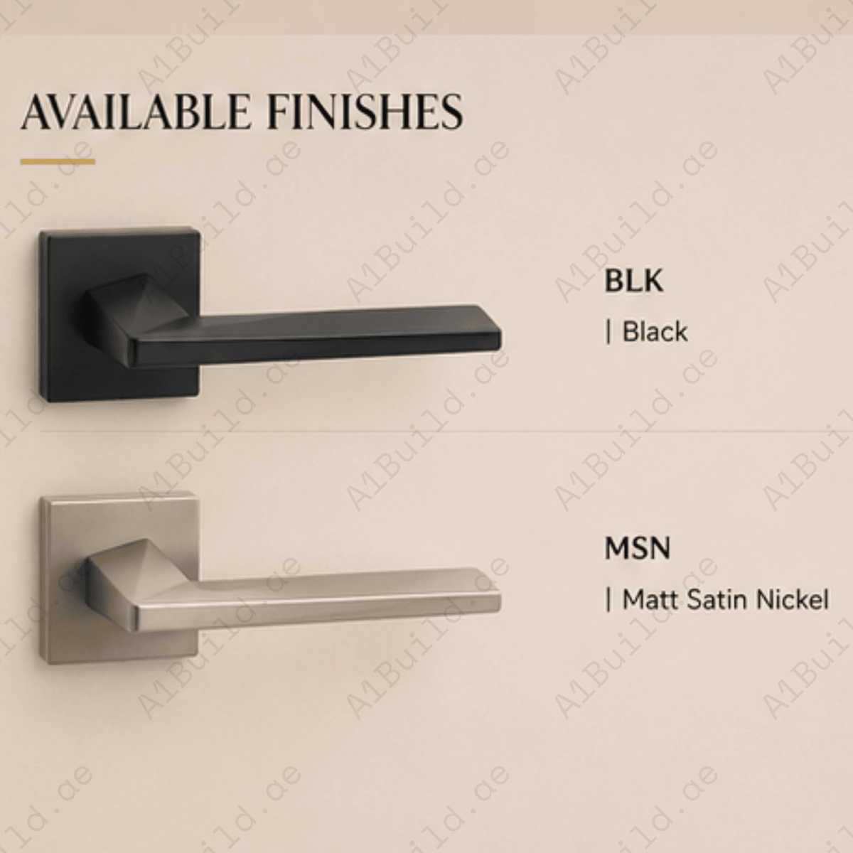 RH.9680 luxury zinc alloy door handle in Black and Matt Satin Nickel finishes. Premium modern architectural hardware for stylish interiors.