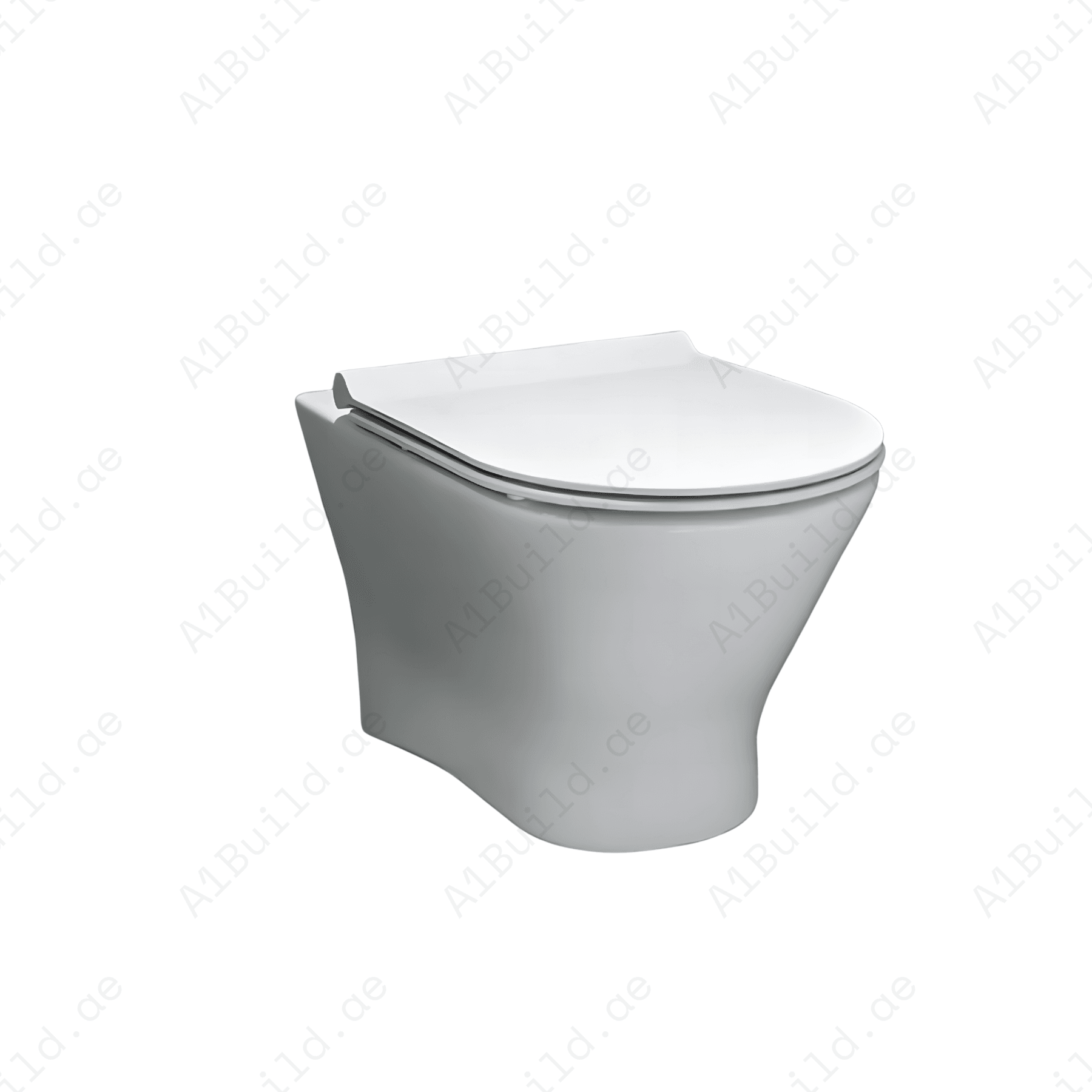 RIMLESS WALL HUNG W.C, SIZE: 555*365*355 MM, WHITE COLOR. STEINHEIM – UNO: SLIM DUROPLAST SOFT- CLOSING SEAT AND COVER, WHITE COLOR