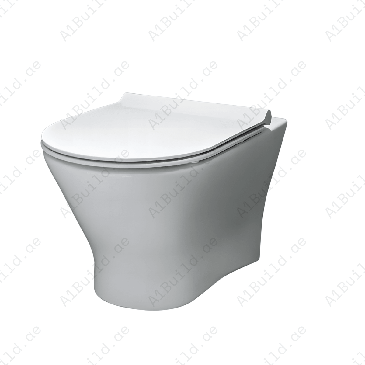 RIMLESS WALL HUNG W.C, SIZE: 555*365*355 MM, WHITE COLOR. STEINHEIM – UNO: SLIM DUROPLAST SOFT- CLOSING SEAT AND COVER, WHITE COLOR