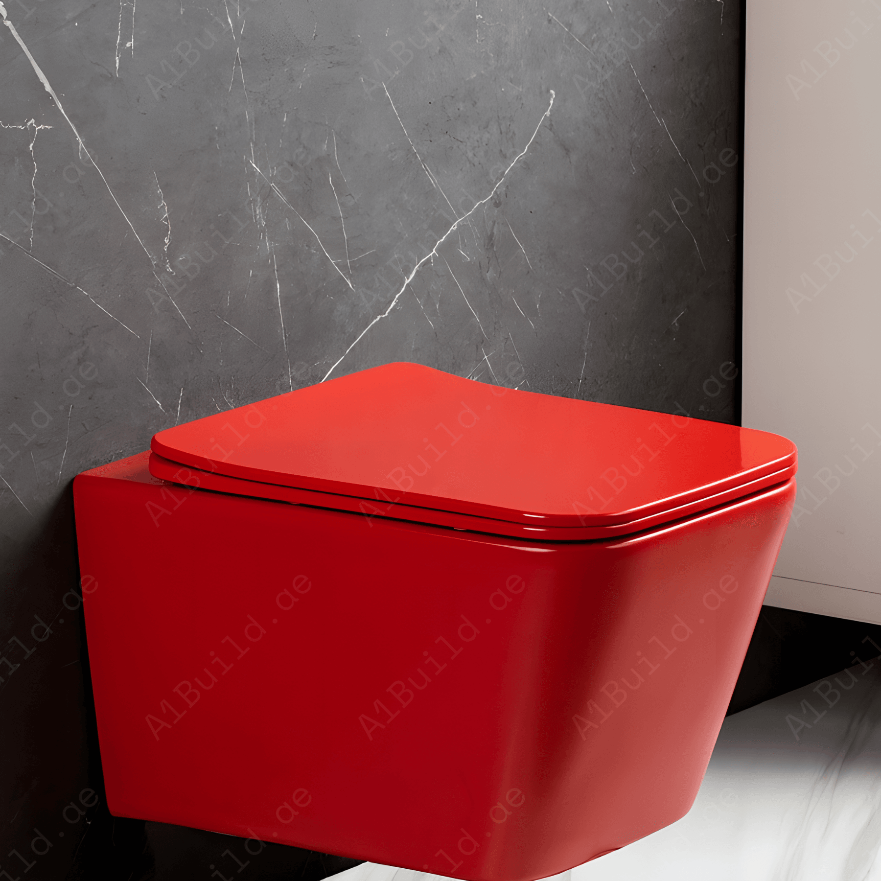 RIMLESS WALL HUNG W.C, SIZE: 510*345*340 MM, MATTE CLARET. STEINHEIM –UP: SLIM DUROPLAST SOFT- CLOSING SEAT AND COVER IN MATT CLARET.