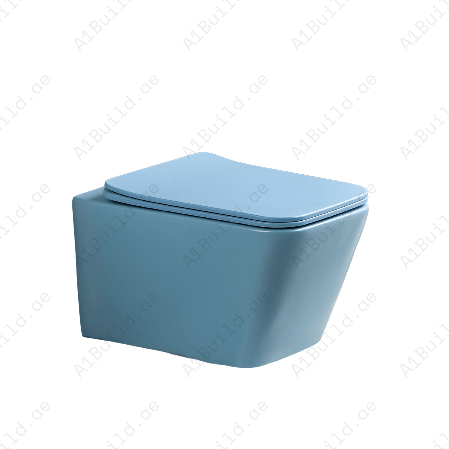 TEINHEIM –UP: RIMLESS WALL HUNG W.C, SIZE: 510*345*340 MM, MATT BLUE STEINHEIM –UP: SLIM DUROPLAST SOFT- CLOSING SEAT AND COVER, MATT BLUE