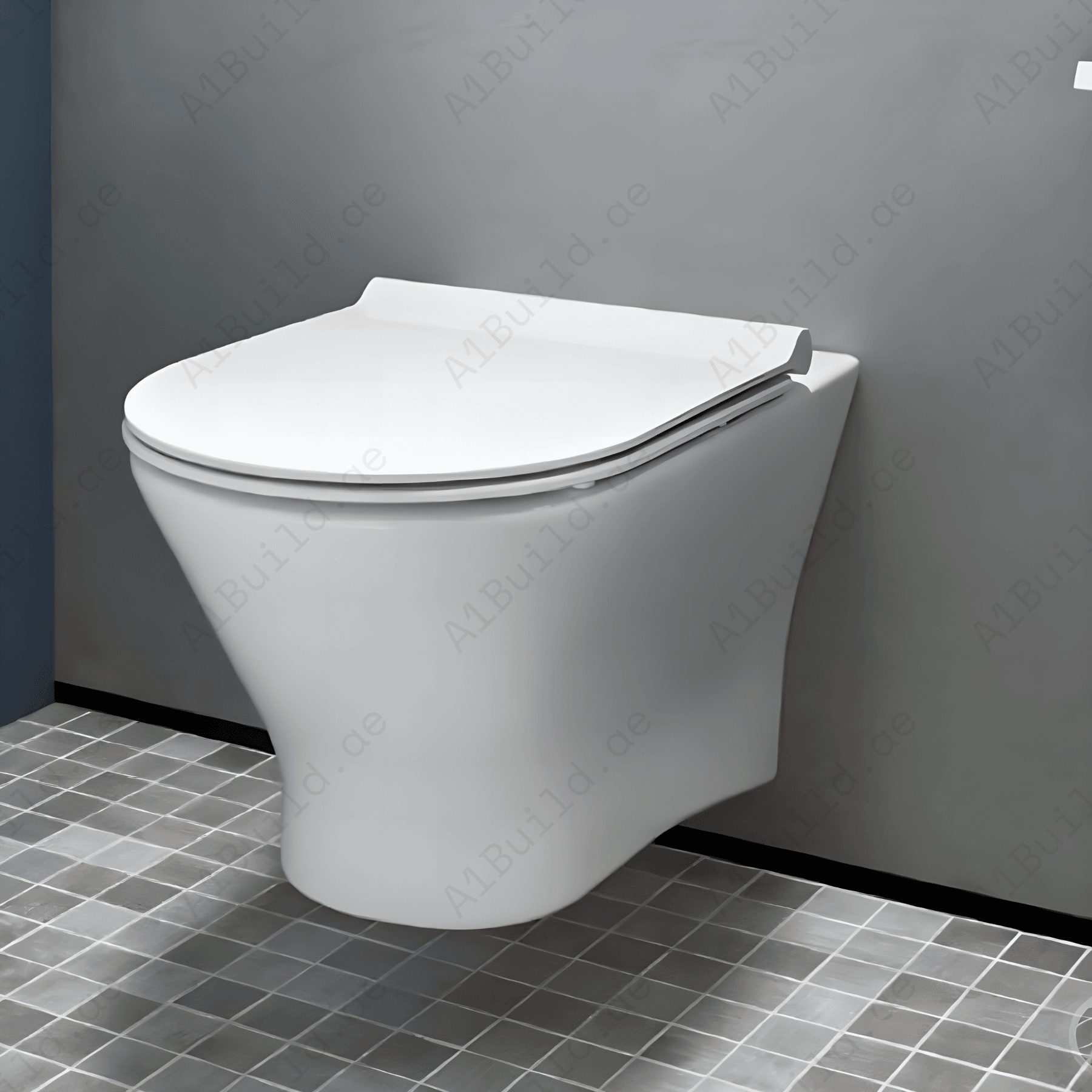 RIMLESS WALL HUNG W.C, SIZE: 555*365*355 MM, WHITE COLOR. STEINHEIM – UNO: SLIM DUROPLAST SOFT- CLOSING SEAT AND COVER, WHITE COLOR