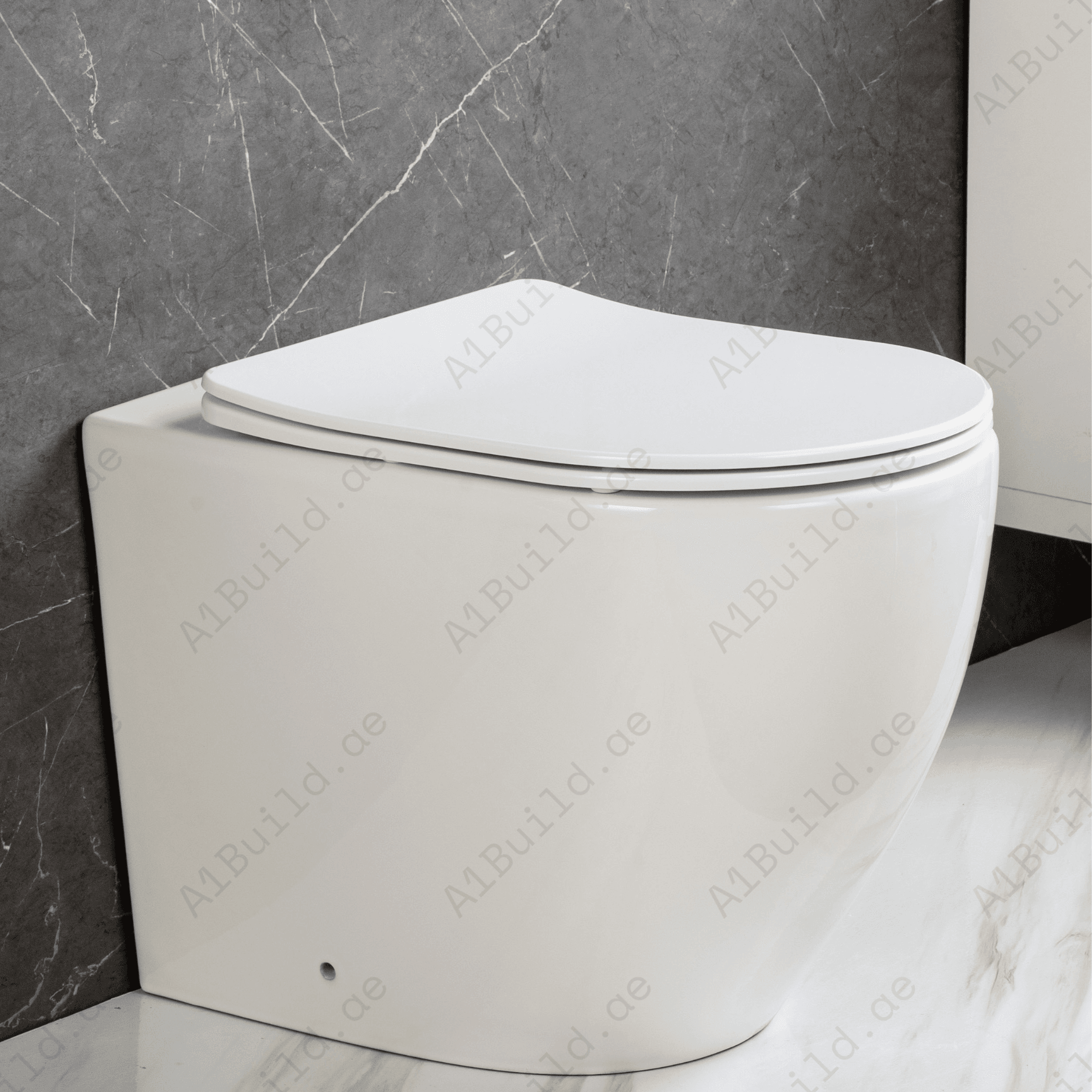 RIMLESS WALL HUNG WC PAN, 545*360*350 MM, WHITE. STEINHEIM –JOY: DUROPLAST SOFT- CLOSING SEAT AND COVER, WHITE